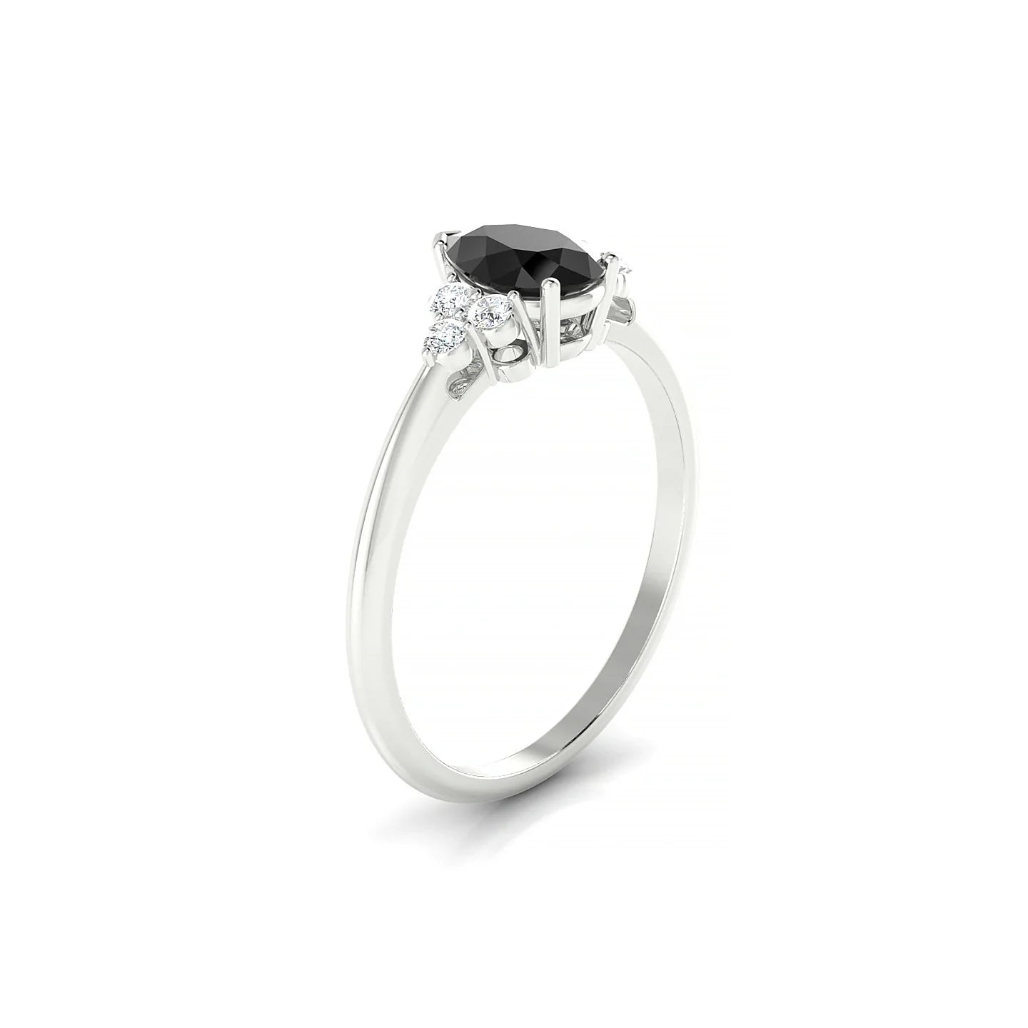 Mirage | 18k White Gold 7 x 5 mm Pear Black Diamond Ring