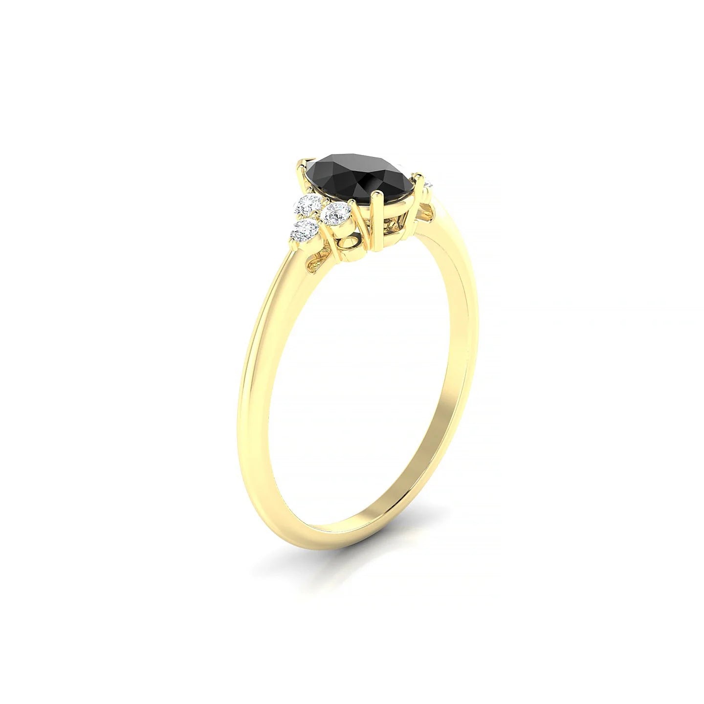 Mirage | 18k Yellow Gold 7 x 5 mm Pear Black Diamond Ring