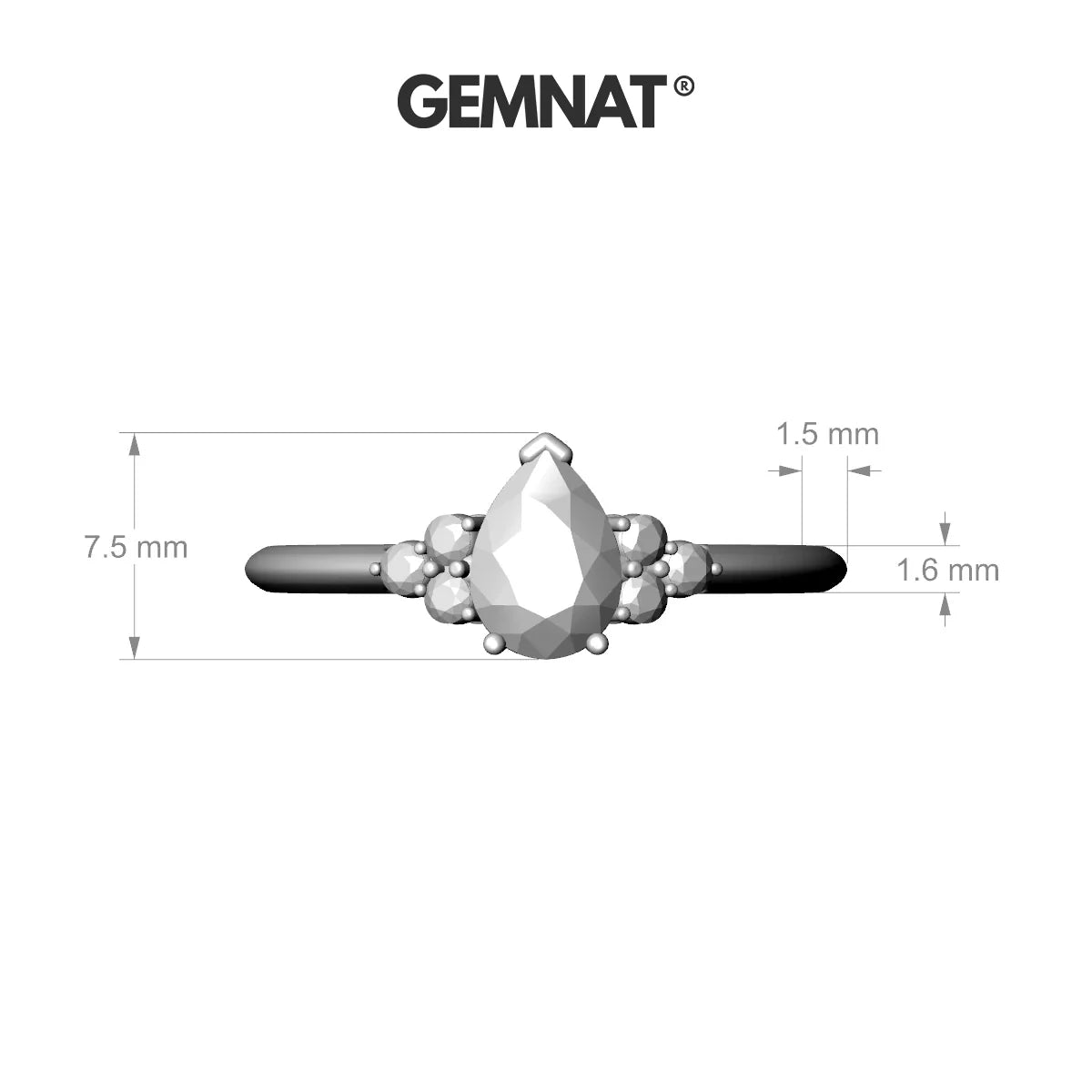 Mirage | 18k White Gold 7 x 5 mm Pear Topaz Ring