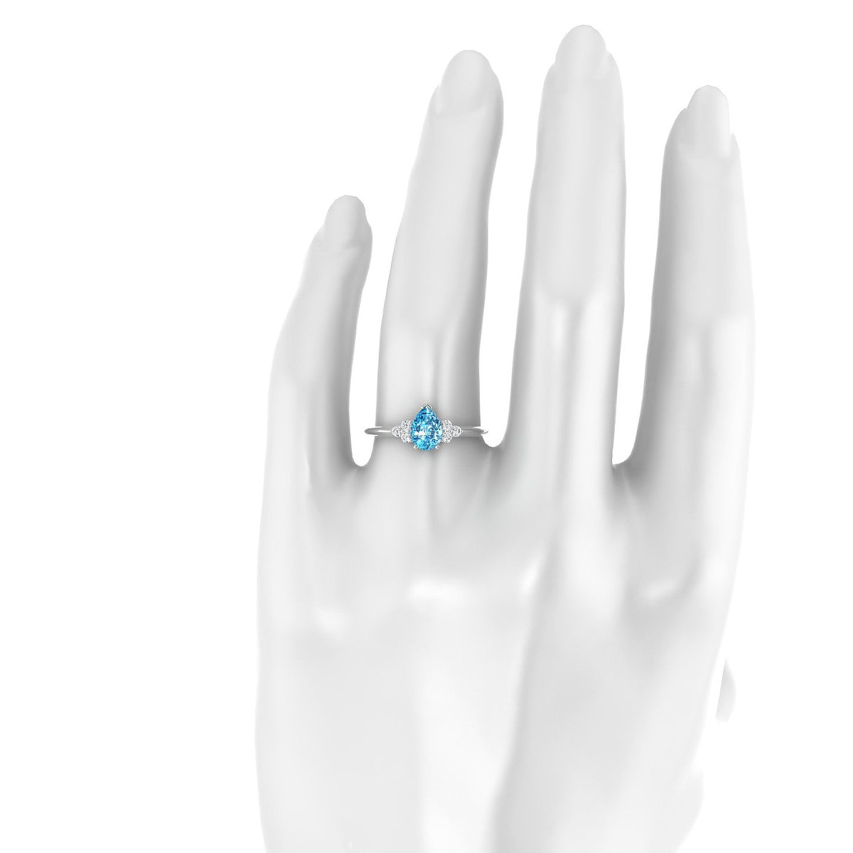 Mirage | 18k White Gold 7 x 5 mm Pear Topaz Ring