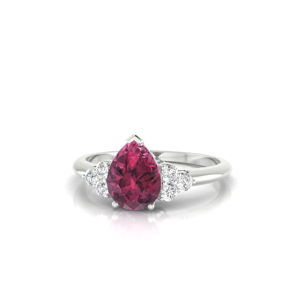 Mirage | 18k White Gold 8 x 6 mm Pear Rhodolite Ring