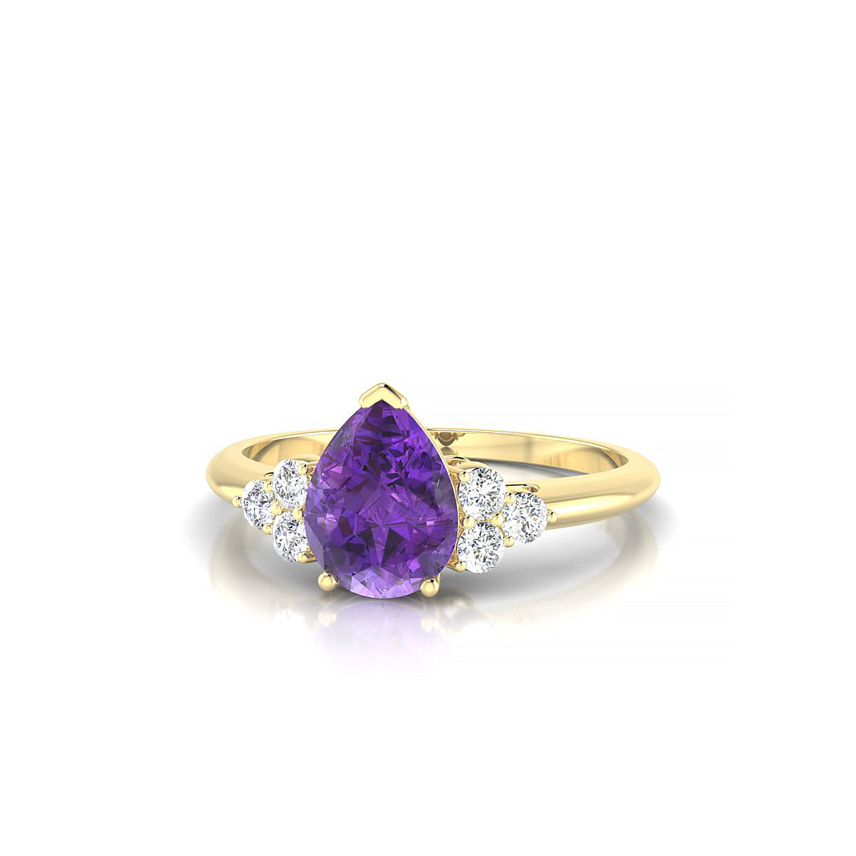 Mirage | 18k Yellow Gold 8 x 6 mm Pear Amethyst Ring