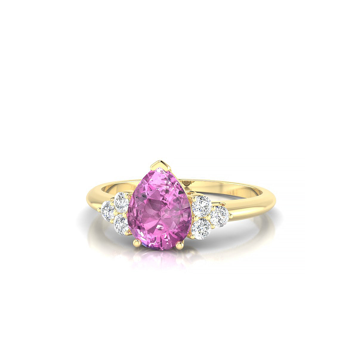 Mirage | 18k Yellow Gold 8 x 6 mm Pear Pink Sapphire Ring