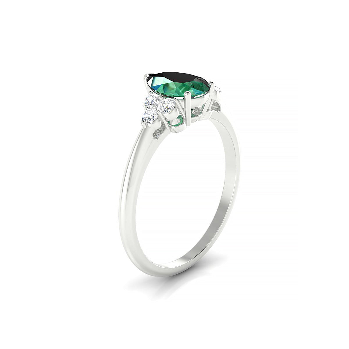 Mirage | 18k White Gold 8 x 6 mm Pear Emerald Ring