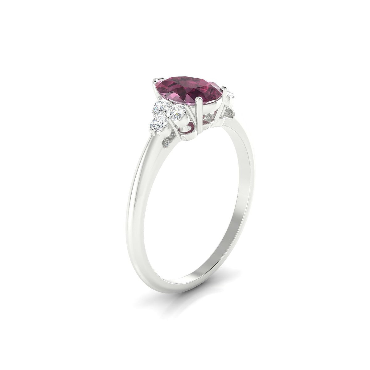 Mirage | 18k White Gold 8 x 6 mm Pear Rhodolite Ring