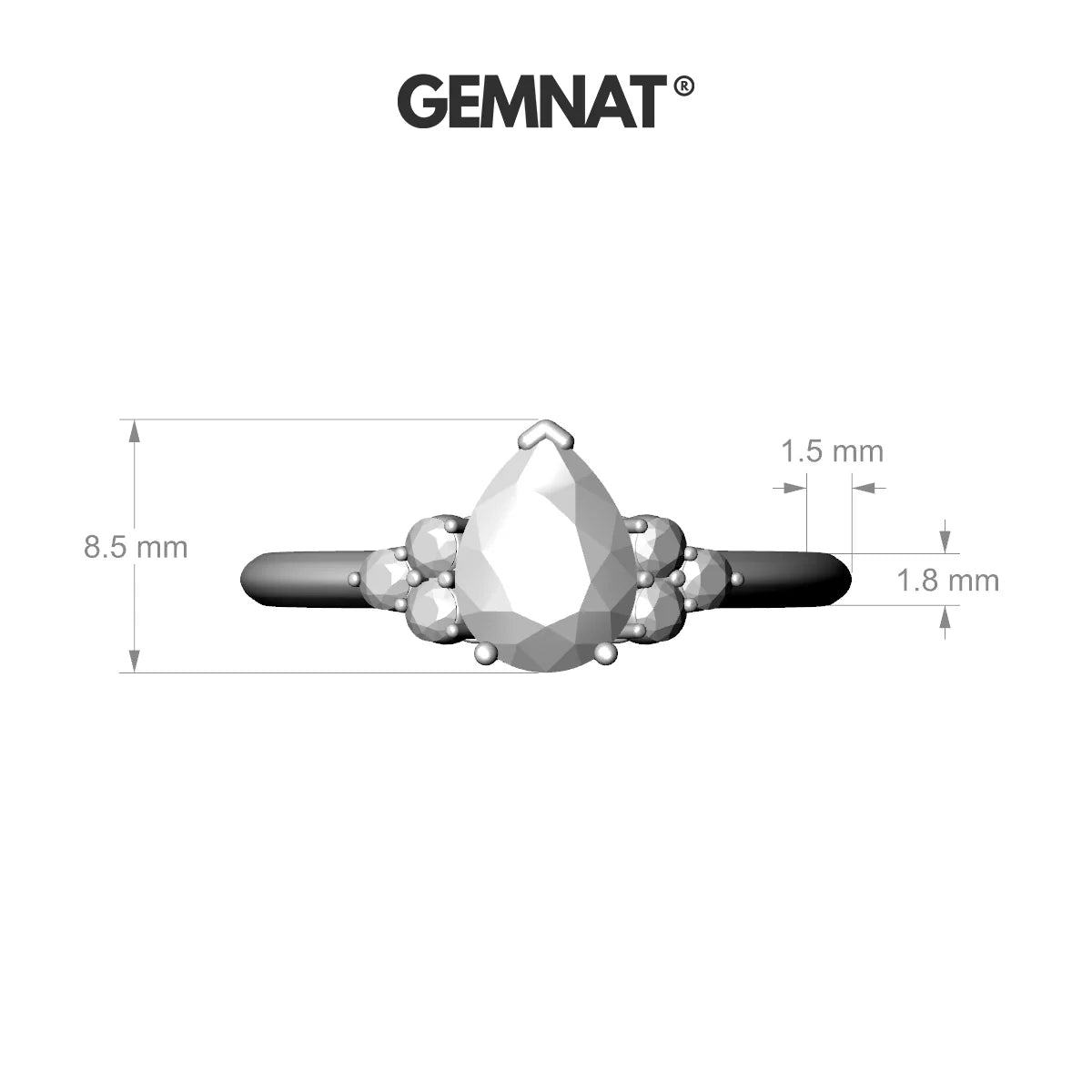 Mirage | 18k White Gold 8 x 6 mm Pear Topaz Ring