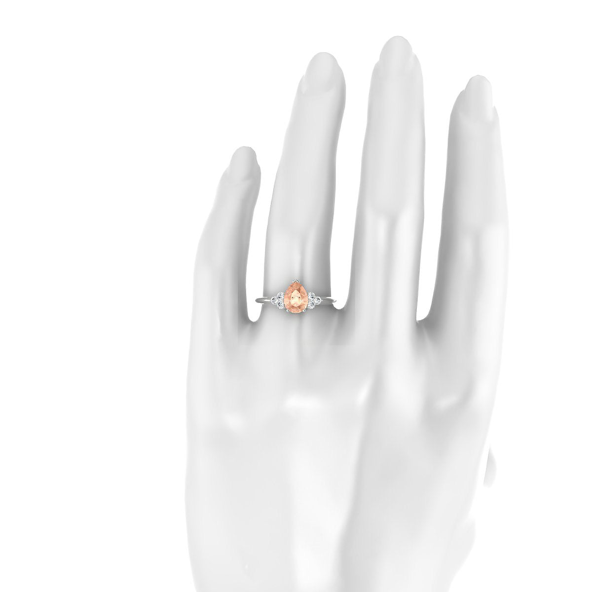 Mirage | 18k White Gold 8 x 6 mm Pear Morganite Ring