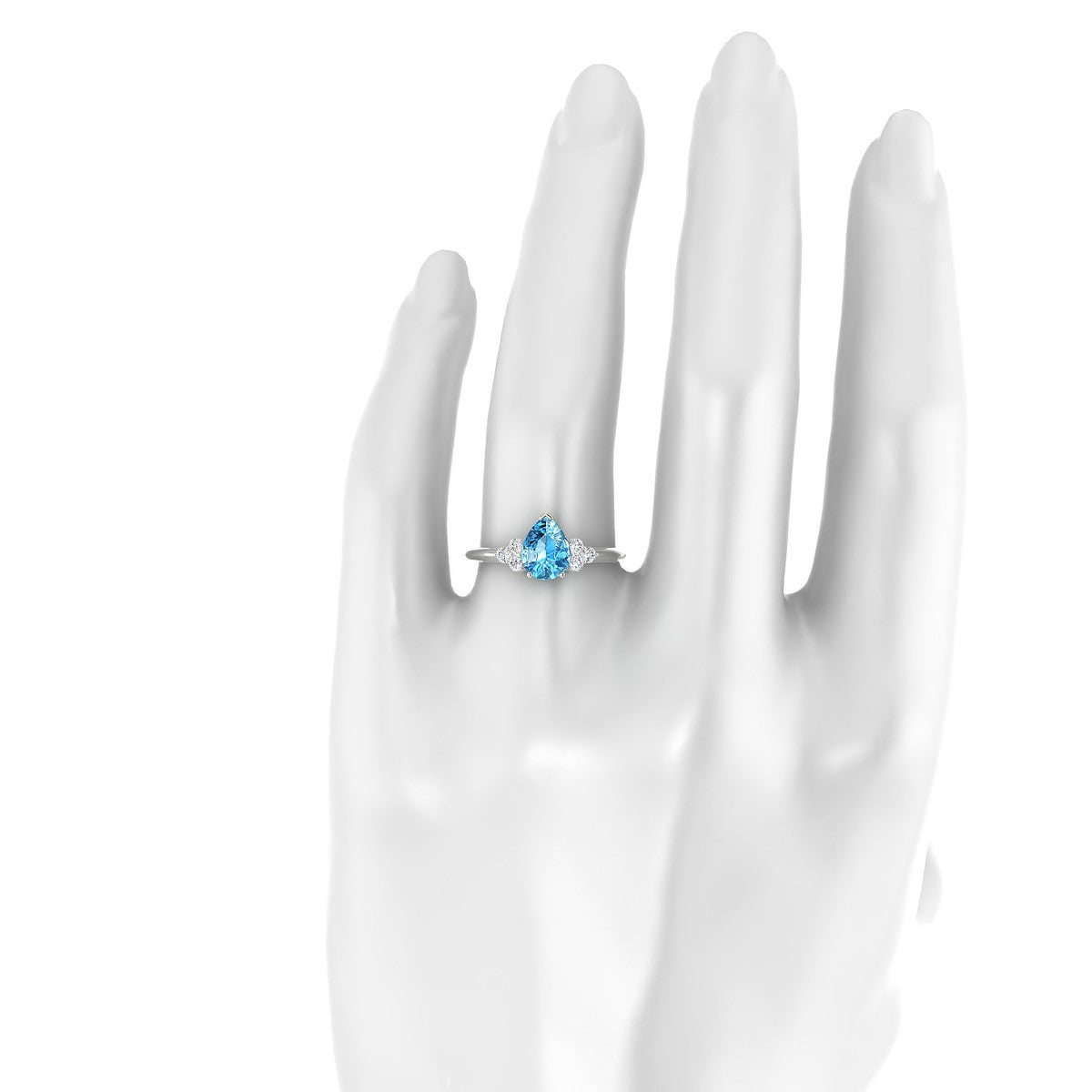Mirage | 18k White Gold 8 x 6 mm Pear Topaz Ring