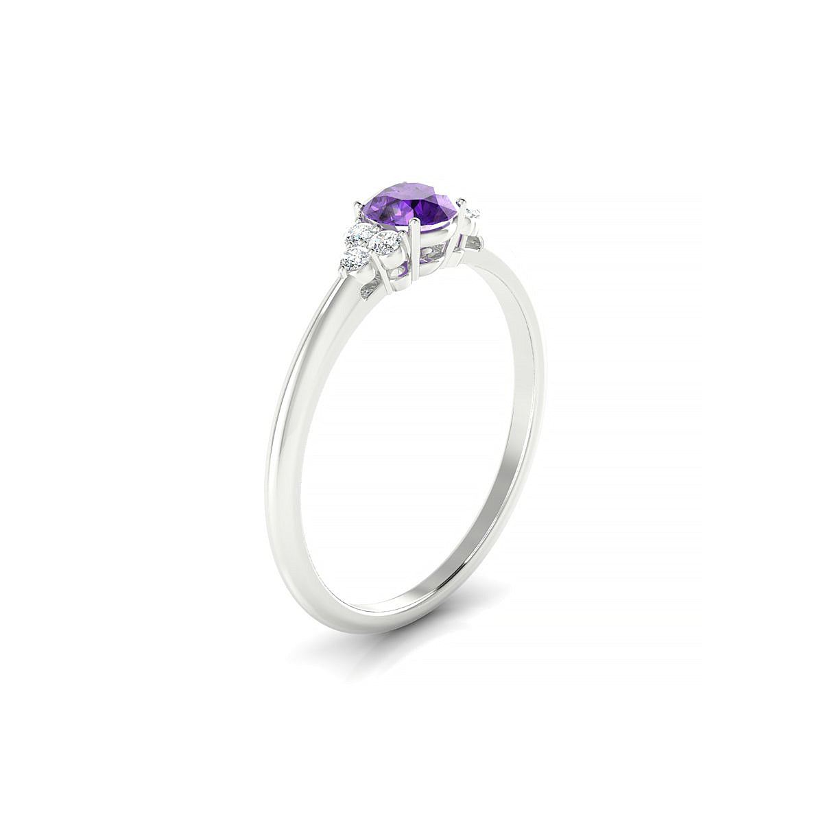 Mirage | 18k White Gold 4.5 mm Round Amethyst Ring