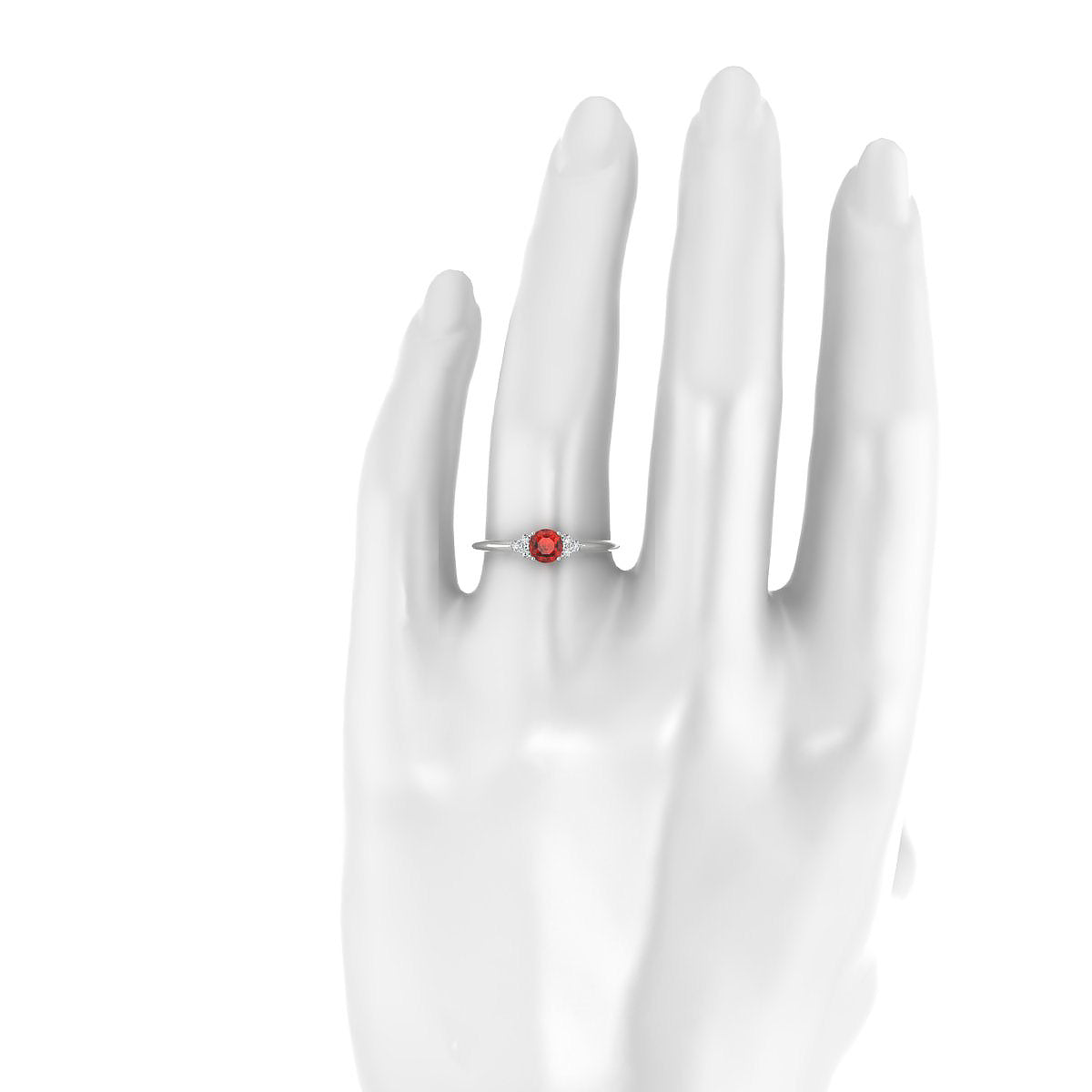 Mirage | 18k White Gold 4.5 mm Round Garnet Ring