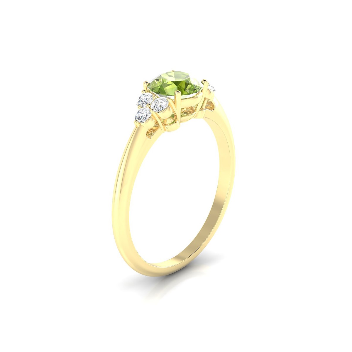 Mirage | 18k Yellow Gold 6 mm Round Peridot Ring