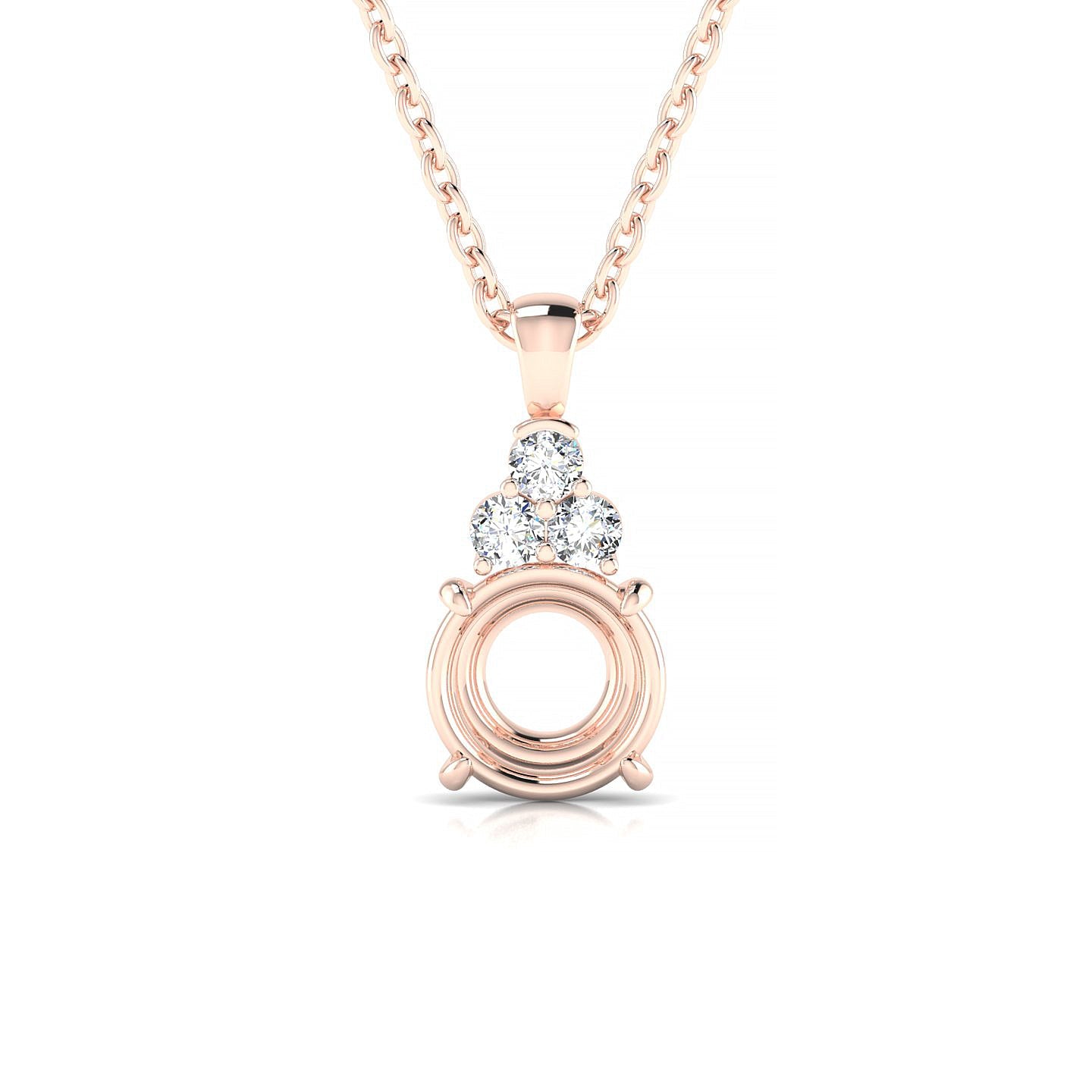 Mirage Round 2-2.99 ct | 18k Rose Gold Side Stones Diamond Pendant