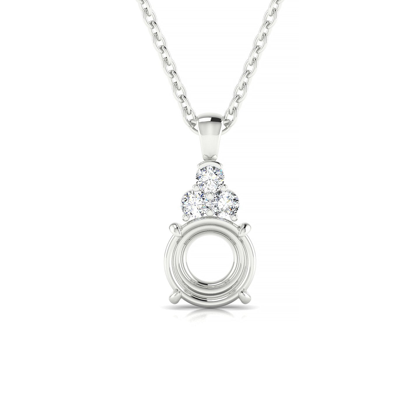Mirage Round 2-2.99 ct | 18k White Gold Side Stones Diamond Pendant