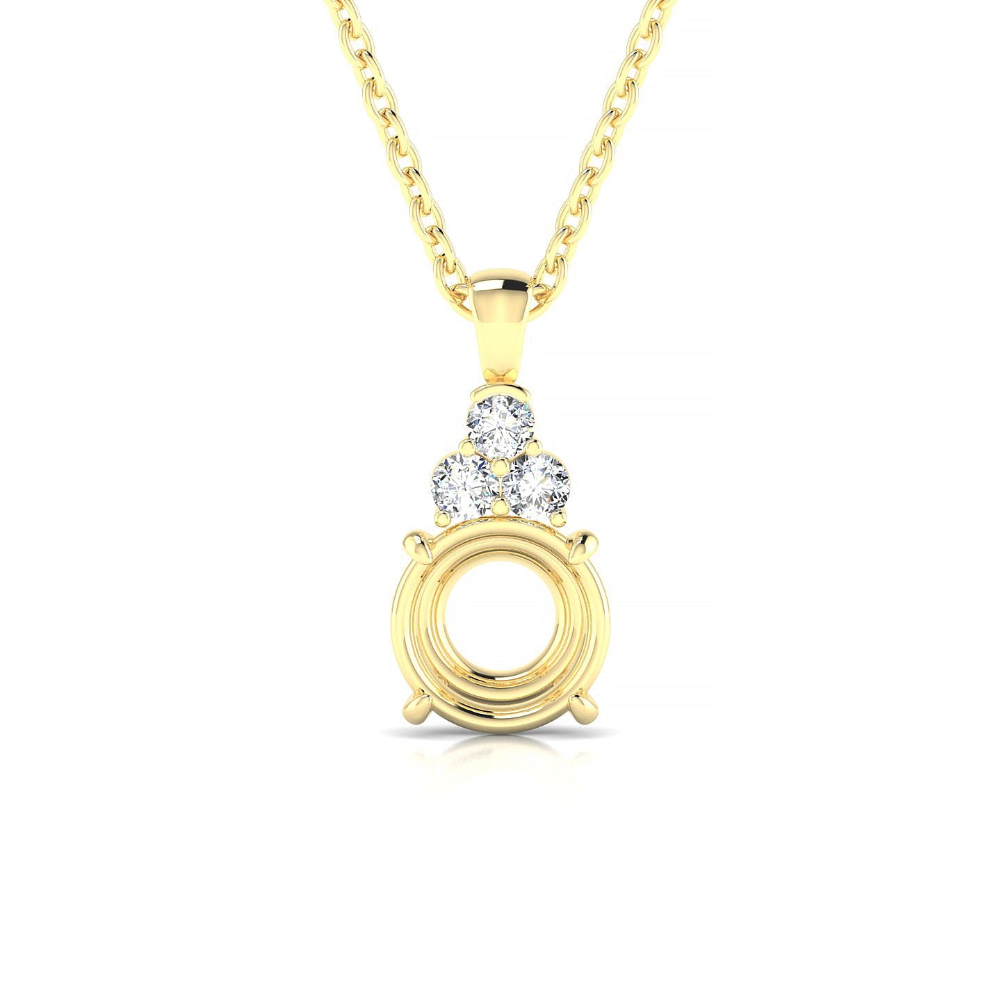 Mirage Round 2-2.99 ct | 18k Yellow Gold Side Stones Diamond Pendant