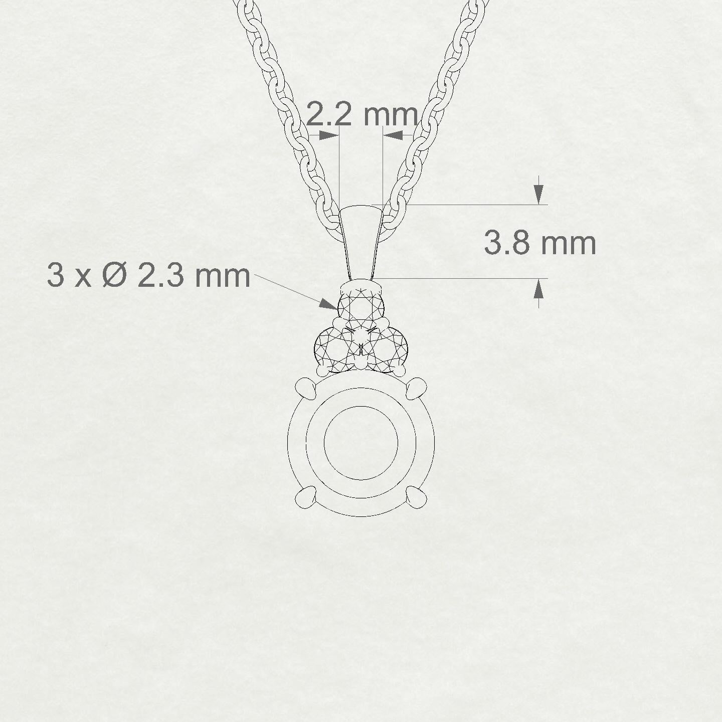 Mirage Round 2-2.99 ct | 18k White Gold Side Stones Diamond Pendant