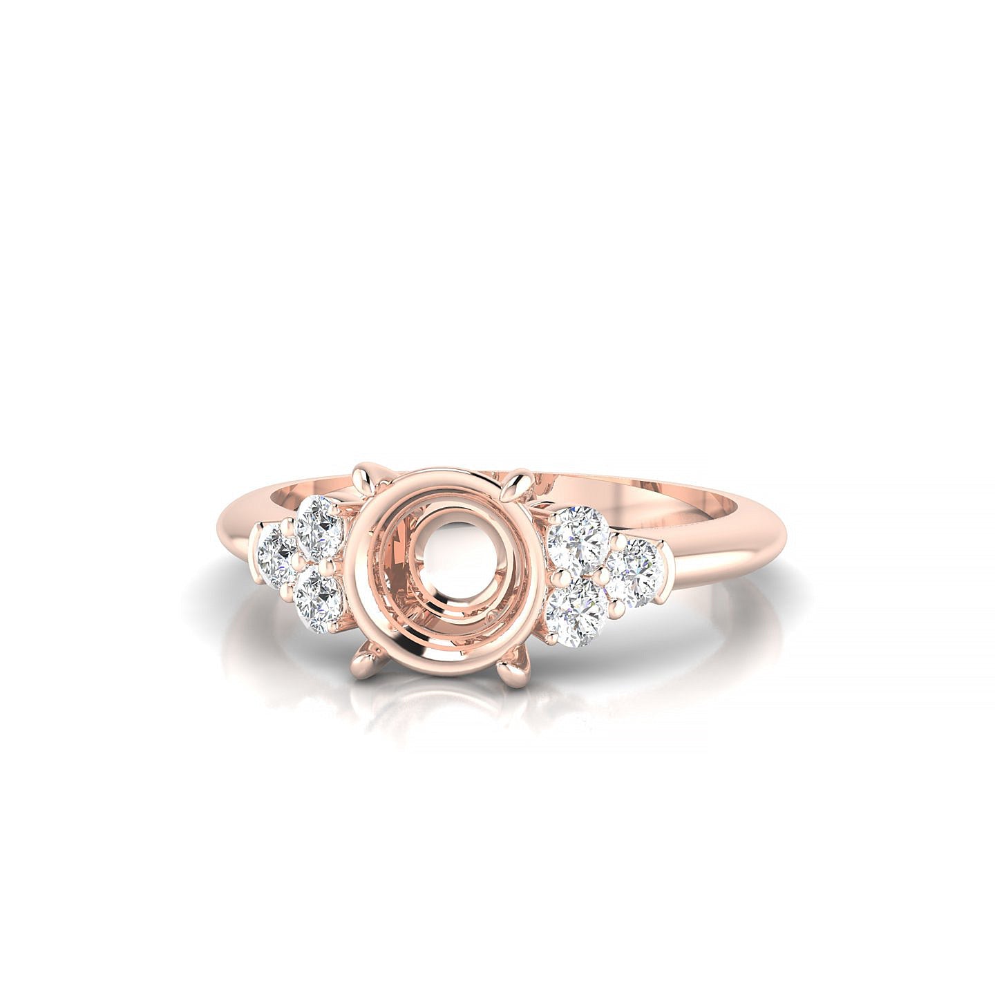 Mirage Round 2-2.99 ct | 18k Rose Gold Side Stones Ring