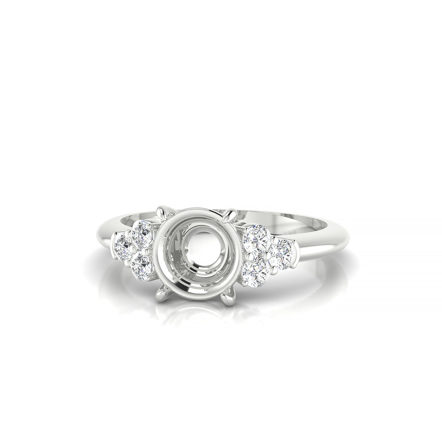 Mirage Round 2-2.99 ct | 18k White Gold Side Stones Ring