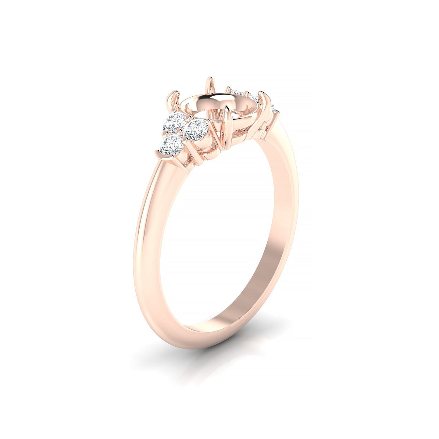 Mirage Round 2-2.99 ct | 18k Rose Gold Side Stones Ring