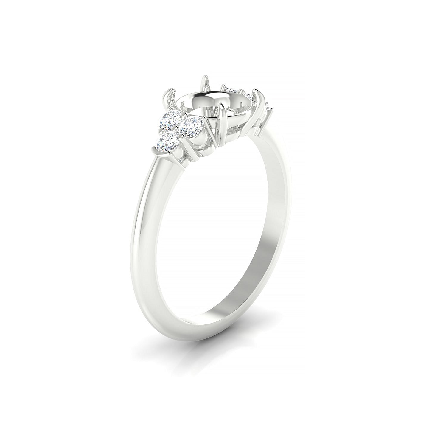 Mirage Round 2-2.99 ct | 18k White Gold Side Stones Ring
