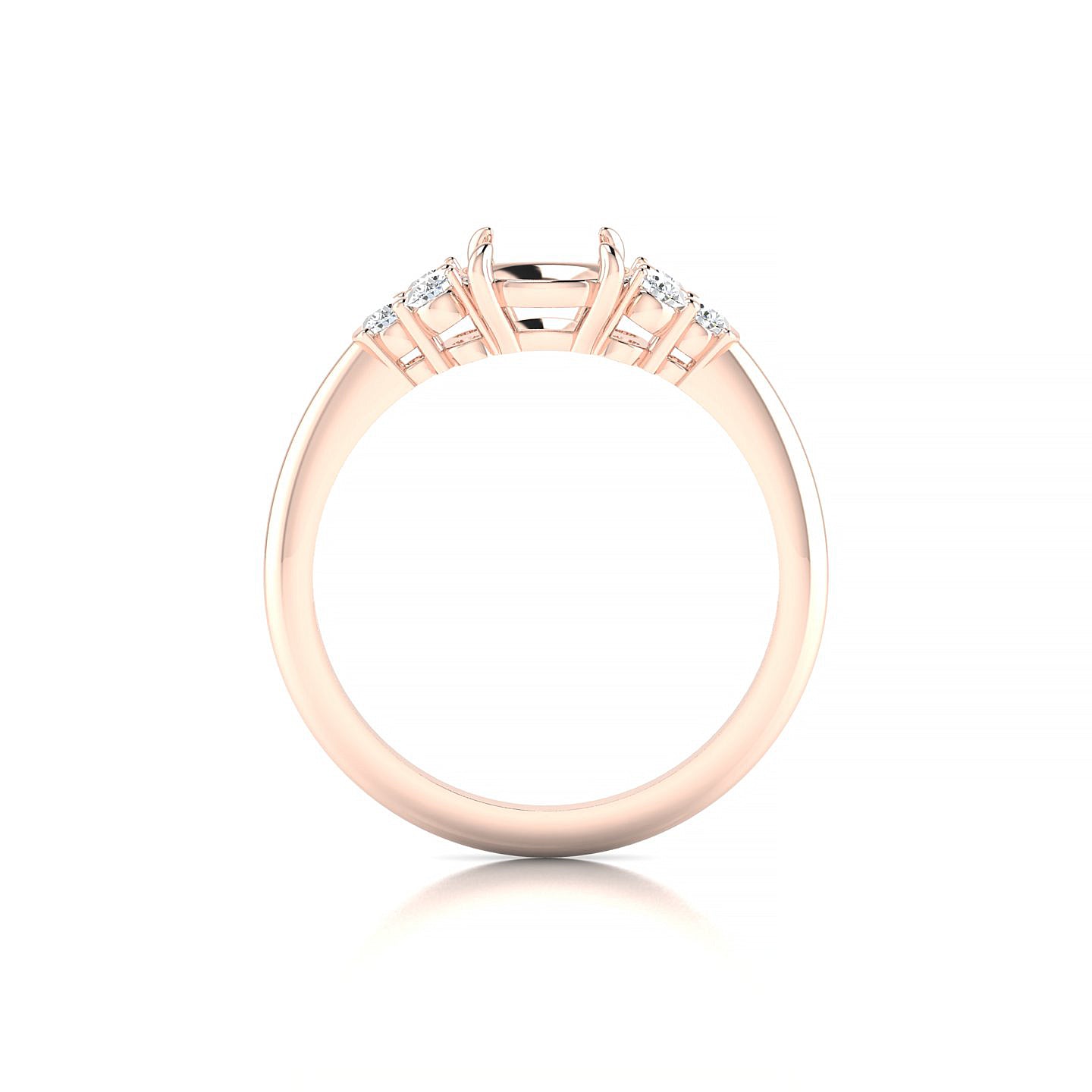Mirage Round 2-2.99 ct | 18k Rose Gold Side Stones Ring