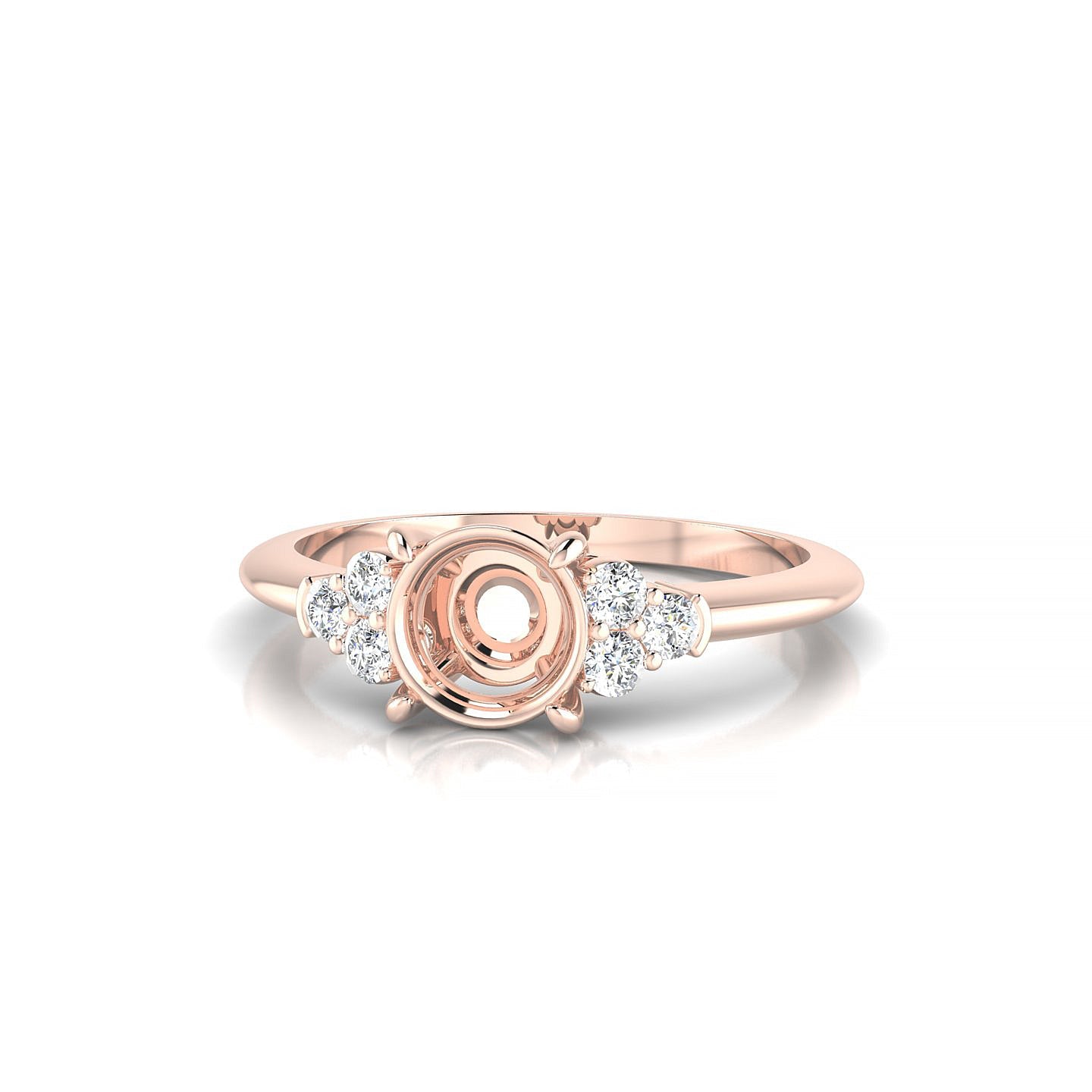 Mirage Round 1-1.99 ct | 18k Rose Gold Side Stones Ring