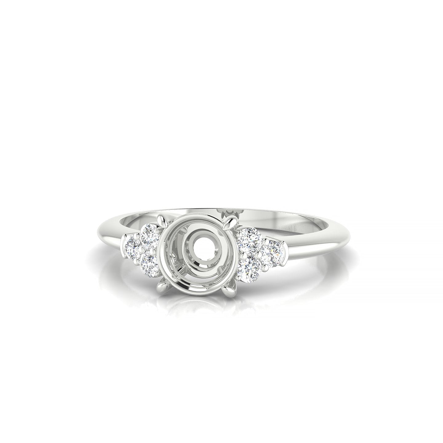 Mirage Round 1-1.99 ct | 18k White Gold Side Stones Ring