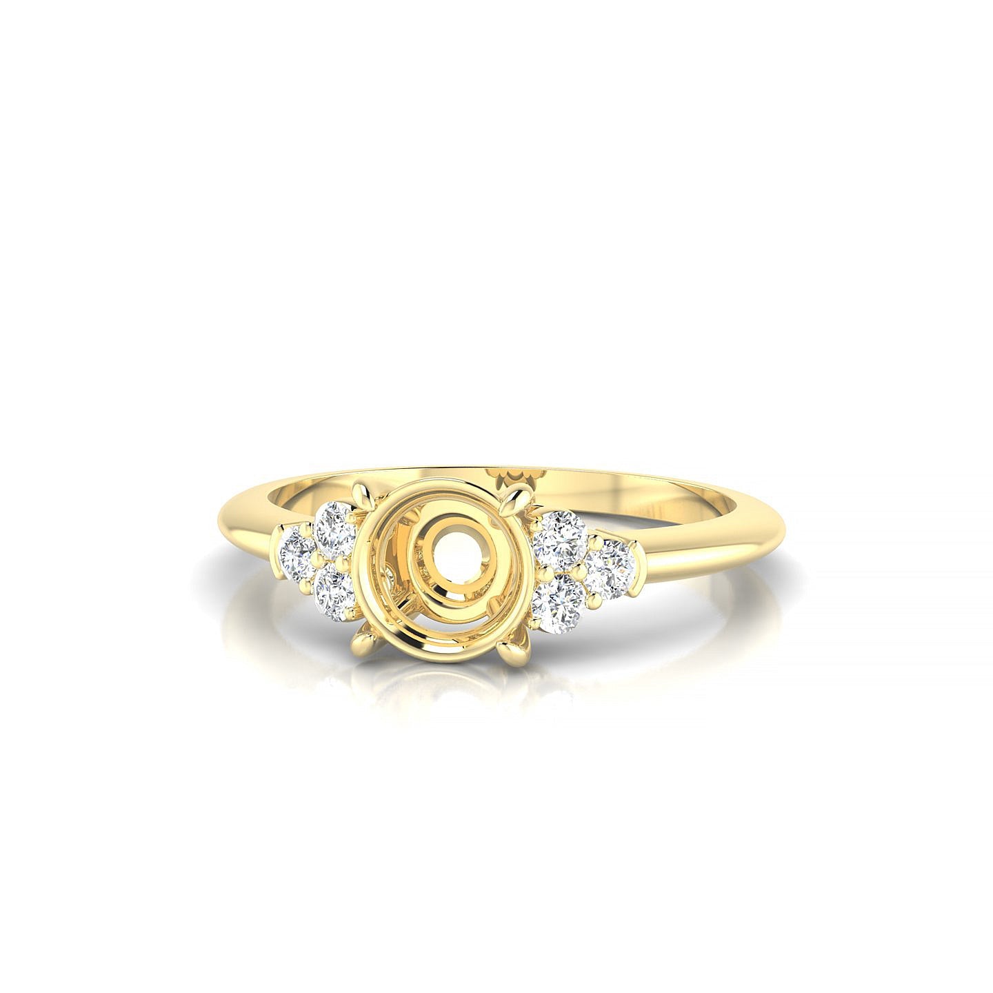 Mirage Round 1-1.99 ct | 18k Yellow Gold Side Stones Ring