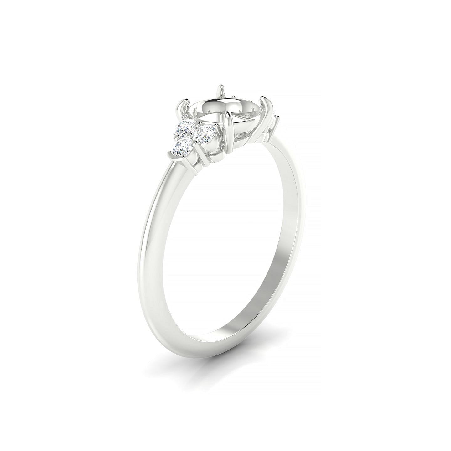 Mirage Round 1-1.99 ct | 18k White Gold Side Stones Ring