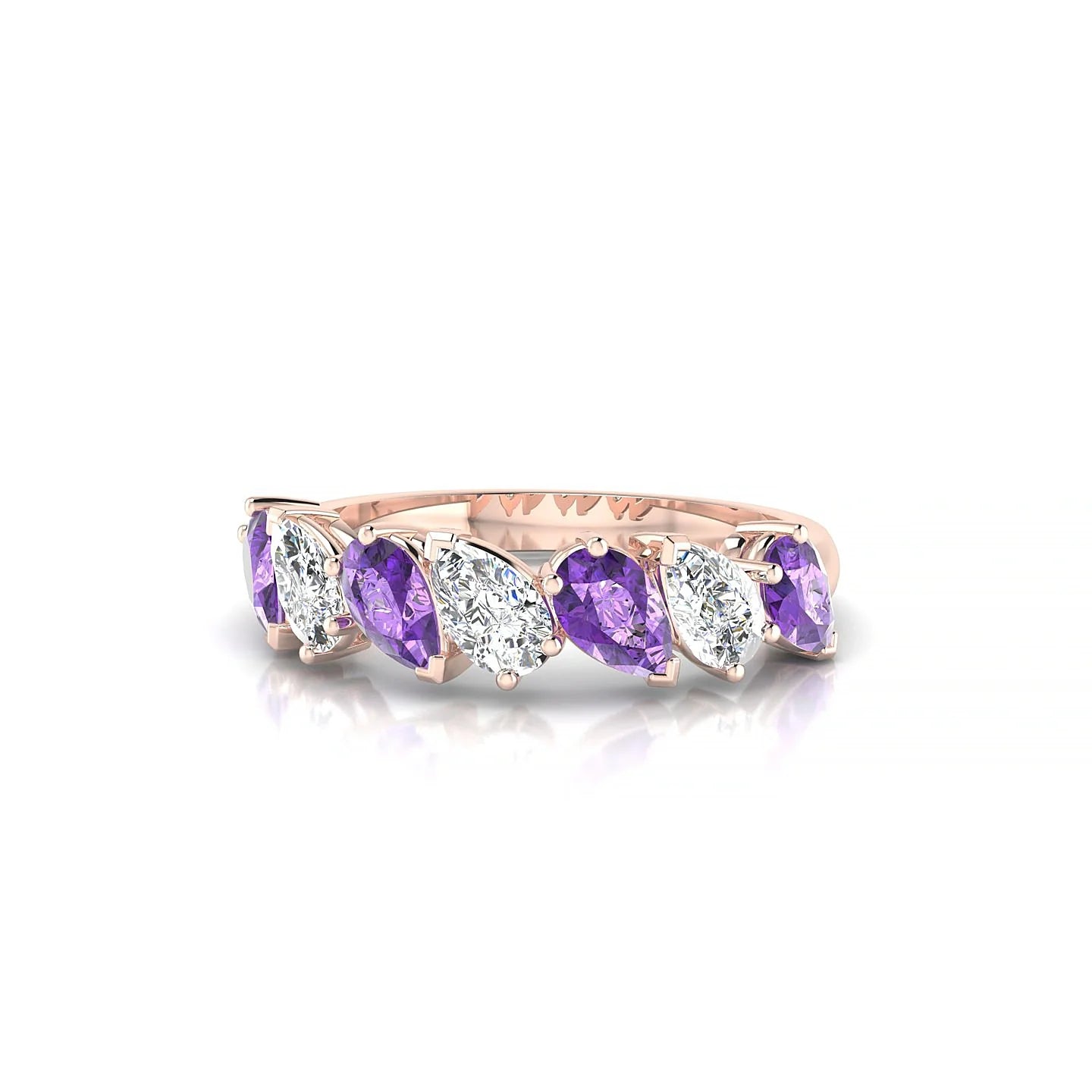 Mist | 18k Rose Gold 5 x 3 mm Pear Amethyst & Diamond Ring