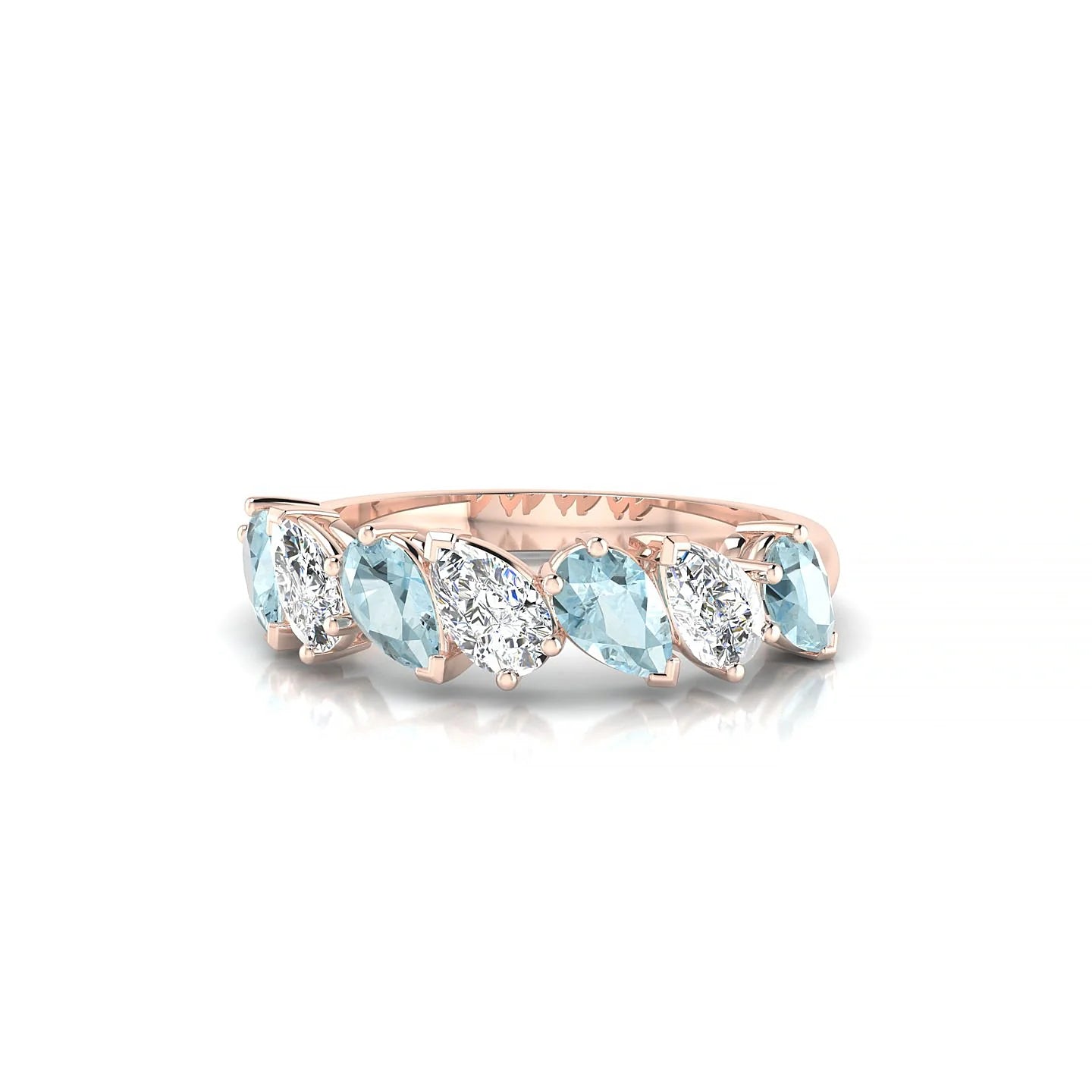 Mist | 18k Rose Gold 5 x 3 mm Pear Aquamarine & Diamond Ring