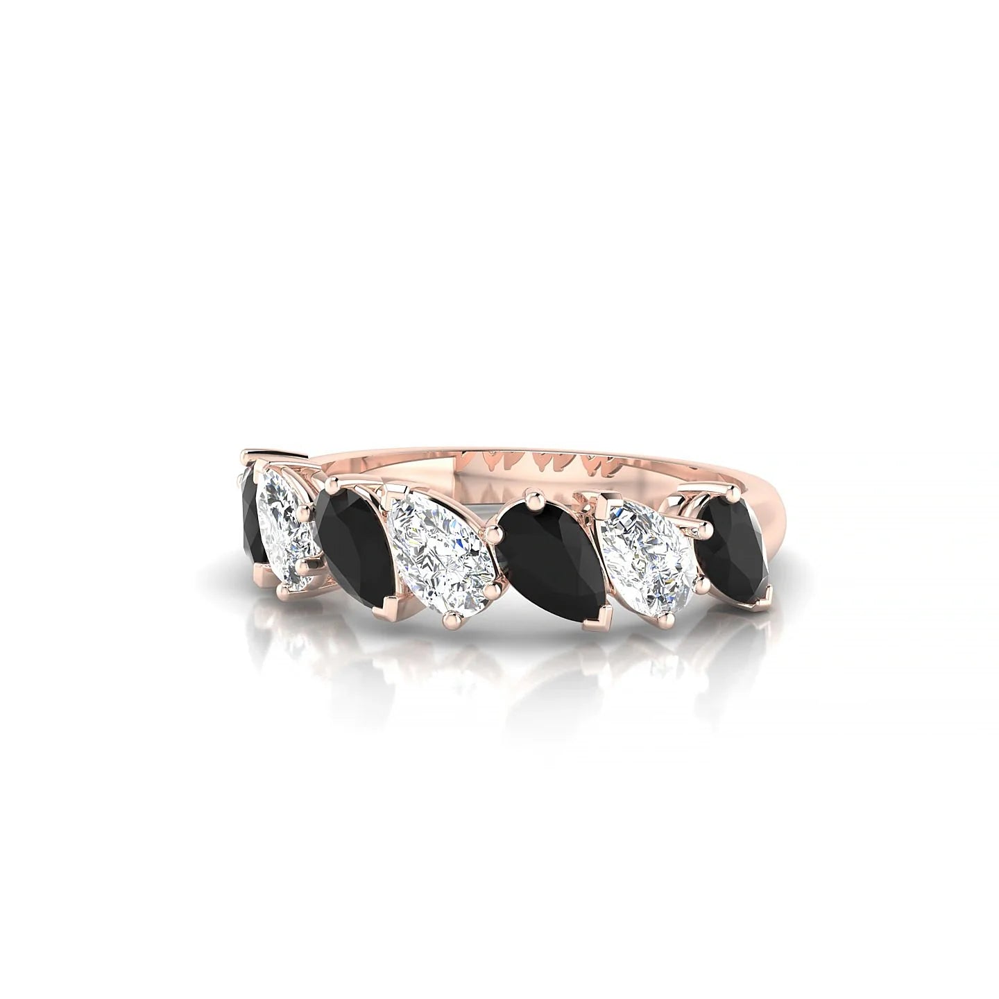 Mist | 18k Rose Gold 5 x 3 mm Pear Black Diamond & Diamond Ring