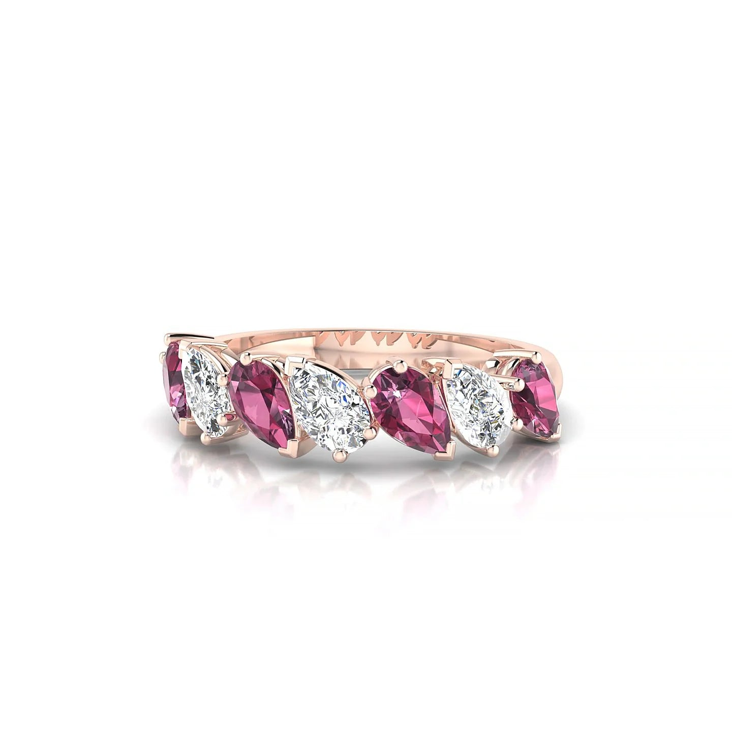 Mist | 18k Rose Gold 5 x 3 mm Pear Rhodolite & Diamond Ring