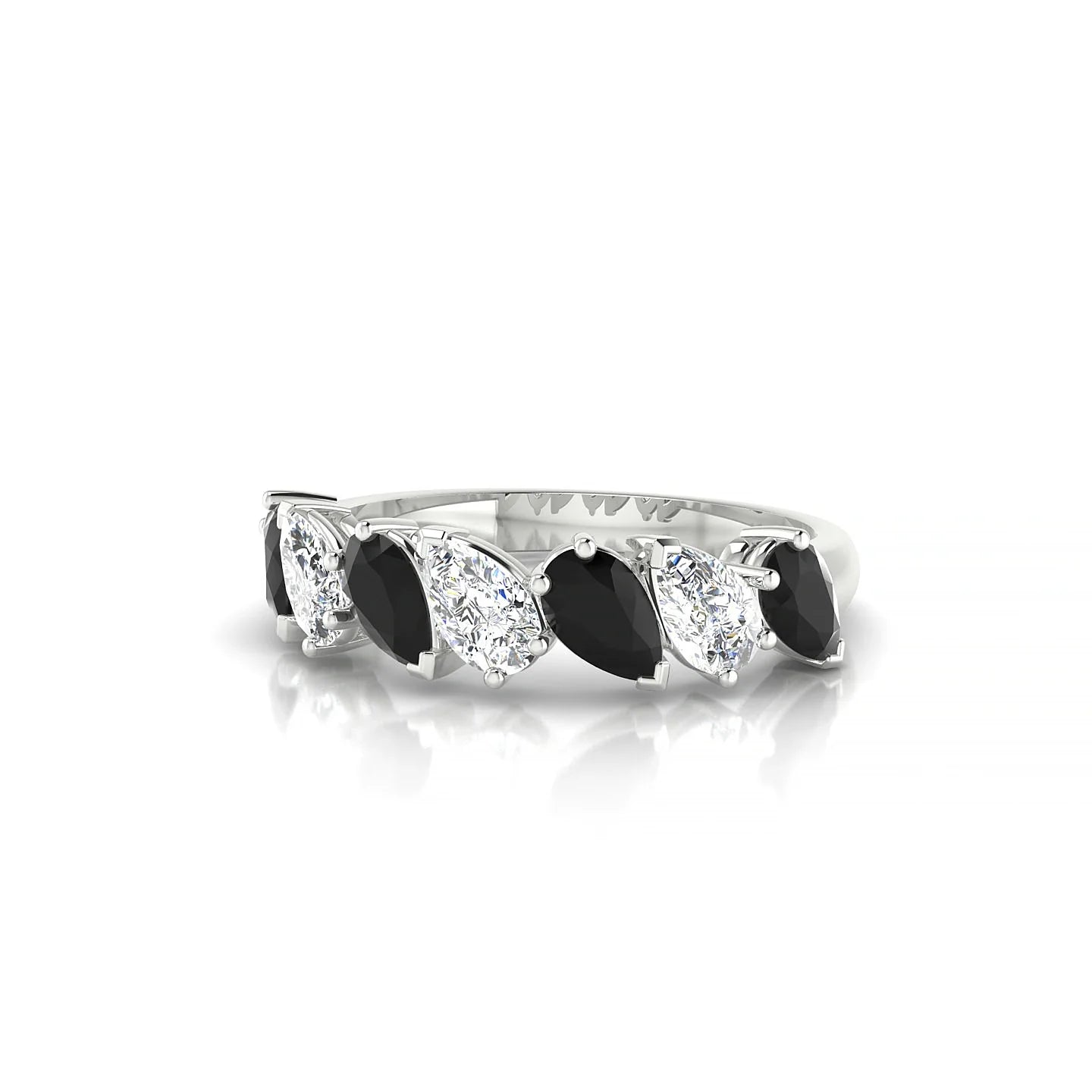 Mist | 18k White Gold 5 x 3 mm Pear Black Diamond & Diamond Ring