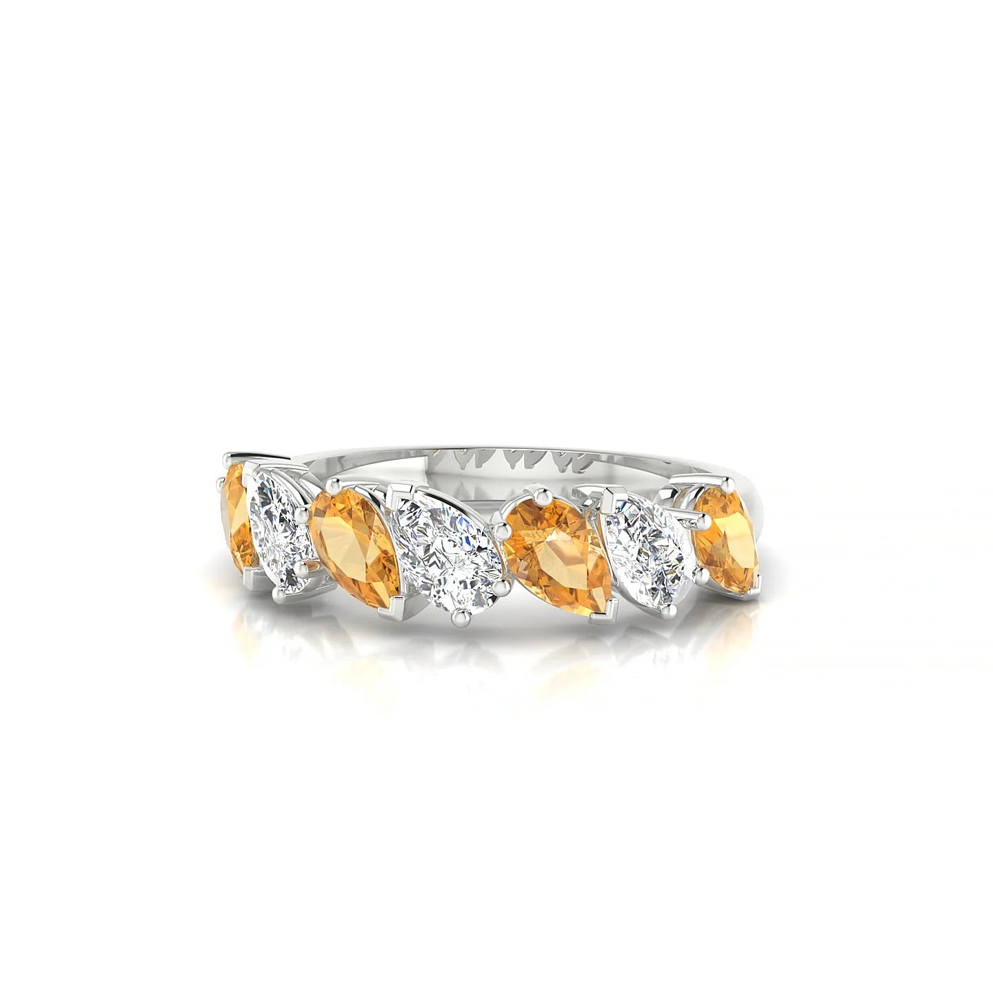 Mist | 18k White Gold 5 x 3 mm Pear Citrine & Diamond Ring