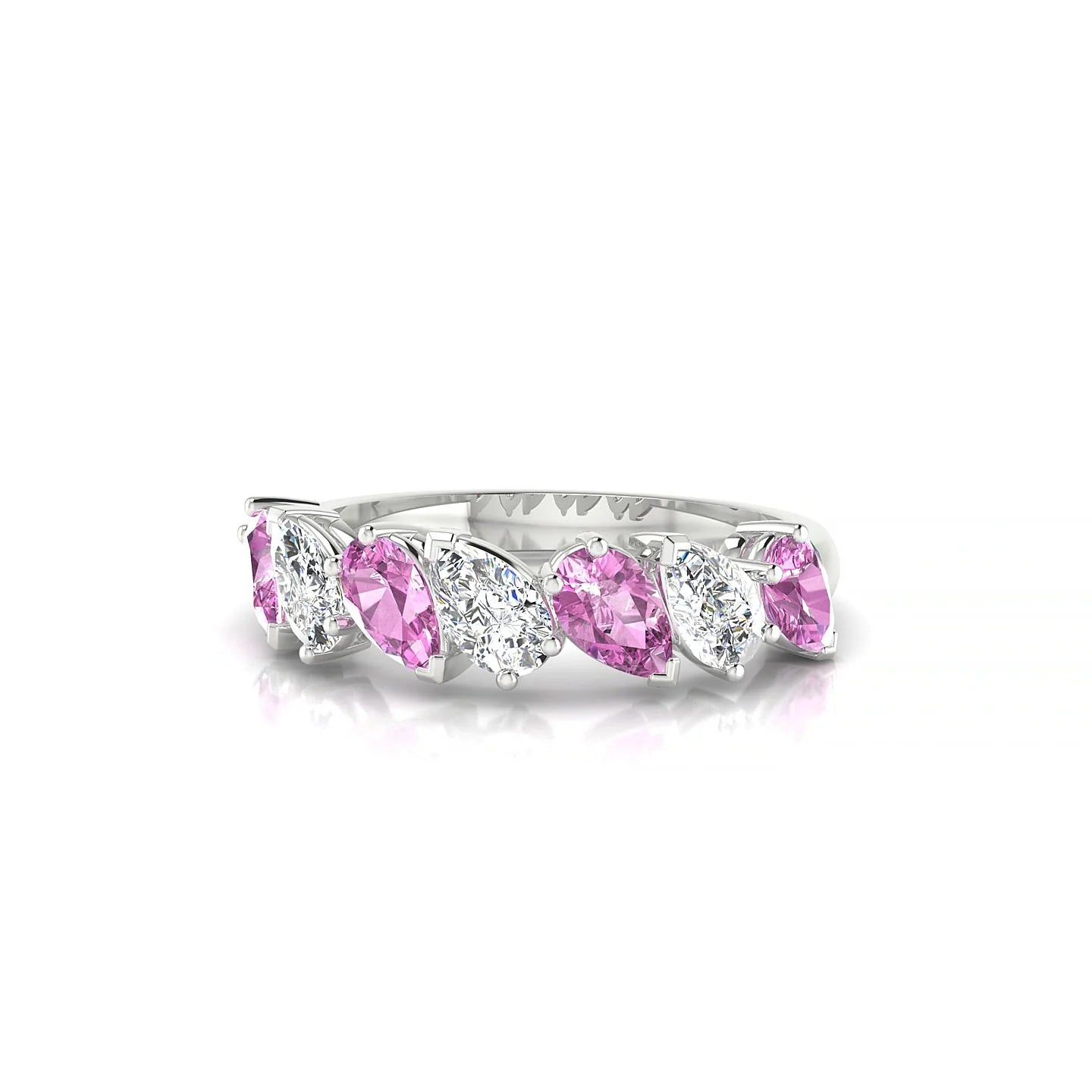 Mist | 18k White Gold 5 x 3 mm Pear Pink Sapphire & Diamond Ring