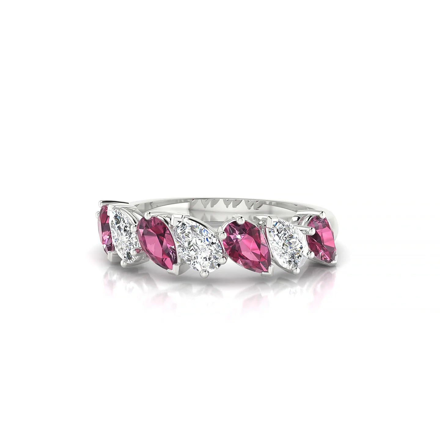 Mist | 18k White Gold 5 x 3 mm Pear Rhodolite & Diamond Ring