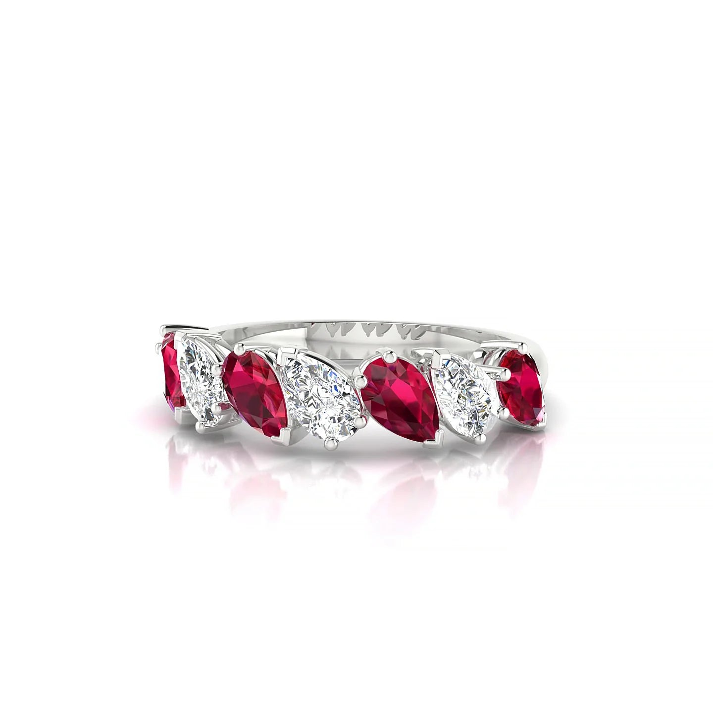 Mist | 18k White Gold 5 x 3 mm Pear Ruby & Diamond Ring