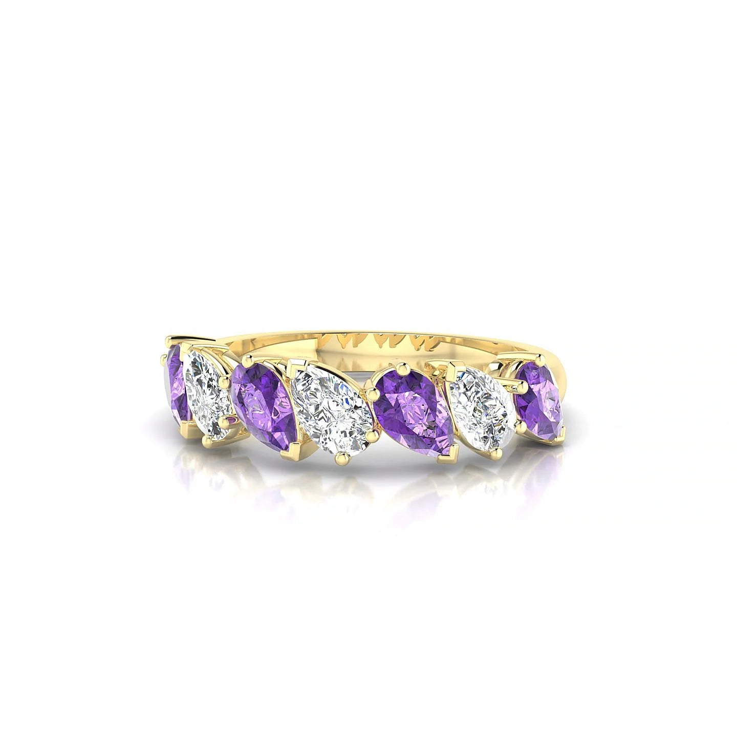 Mist | 18k Yellow Gold 5 x 3 mm Pear Amethyst & Diamond Ring