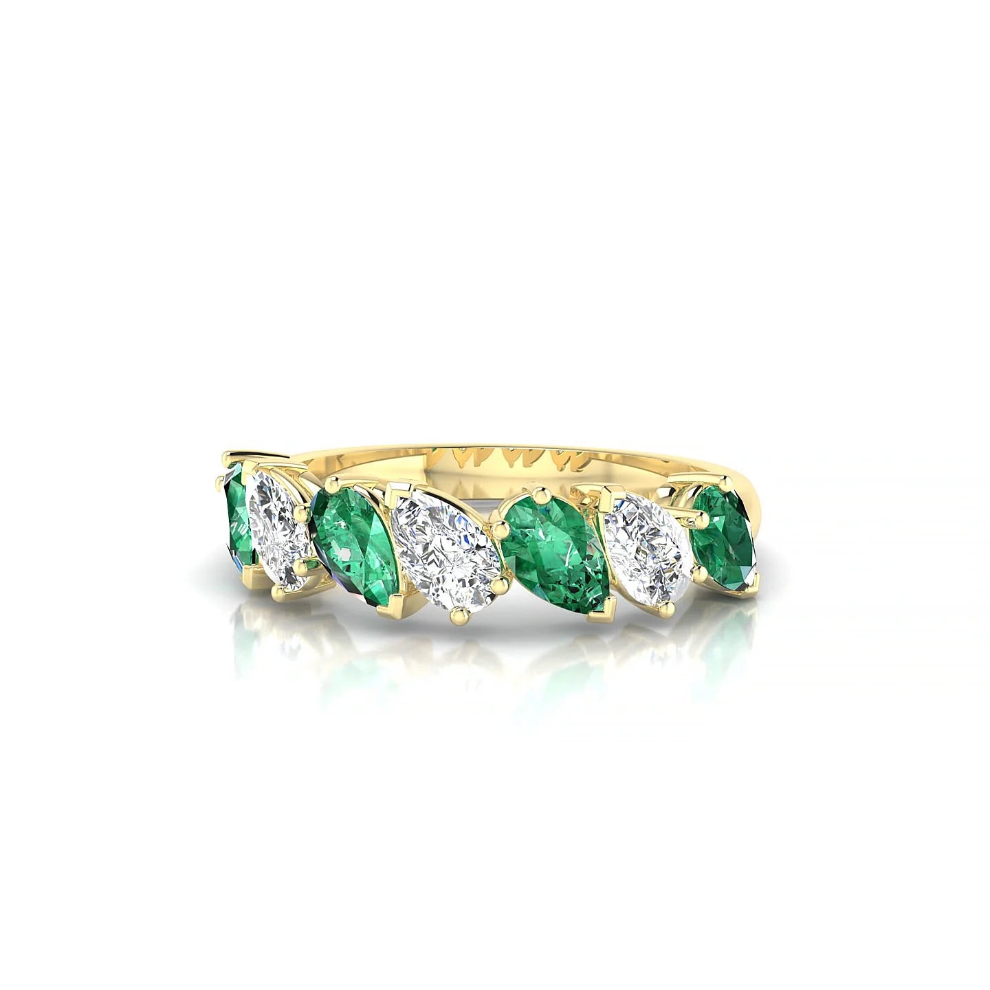 Mist | 18k Yellow Gold 5 x 3 mm Pear Emerald & Diamond Ring