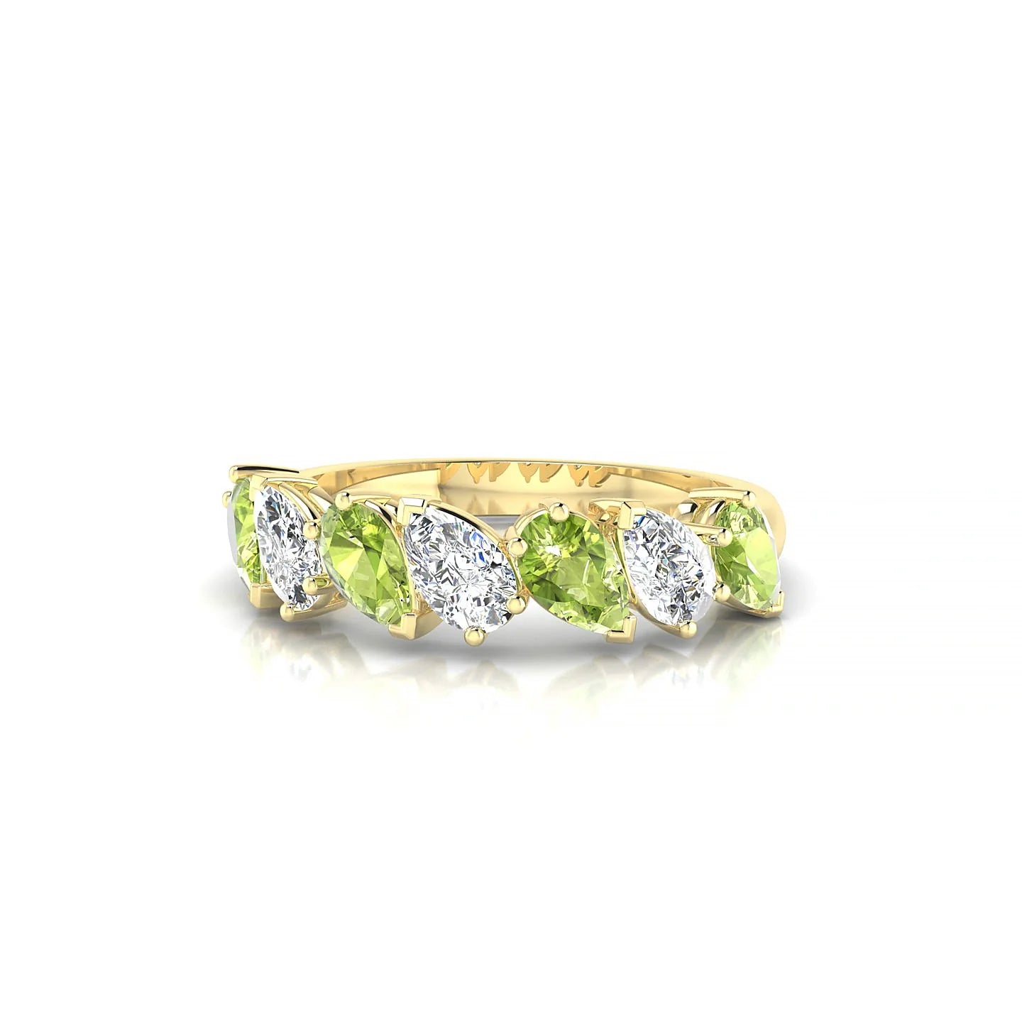 Mist | 18k Yellow Gold 5 x 3 mm Pear Peridot & Diamond Ring