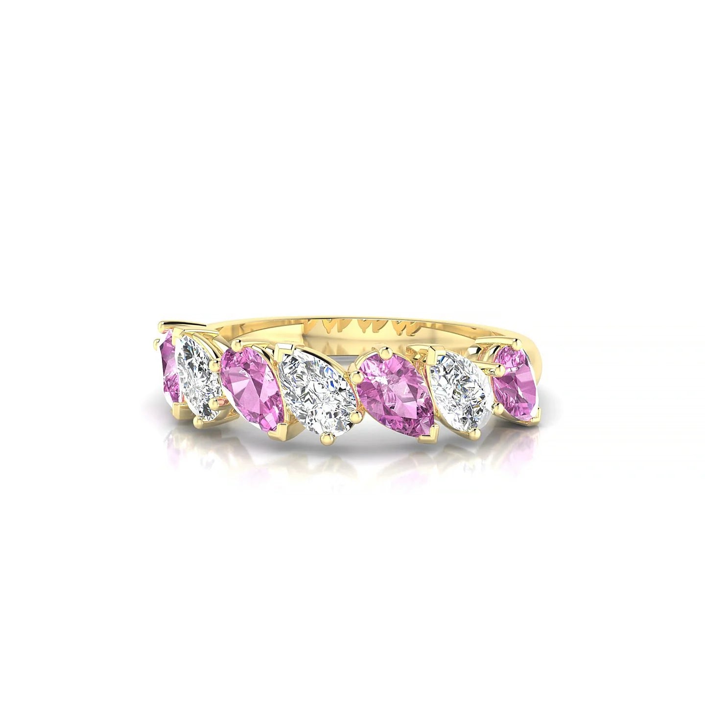 Mist | 18k Yellow Gold 5 x 3 mm Pear Pink Sapphire & Diamond Ring