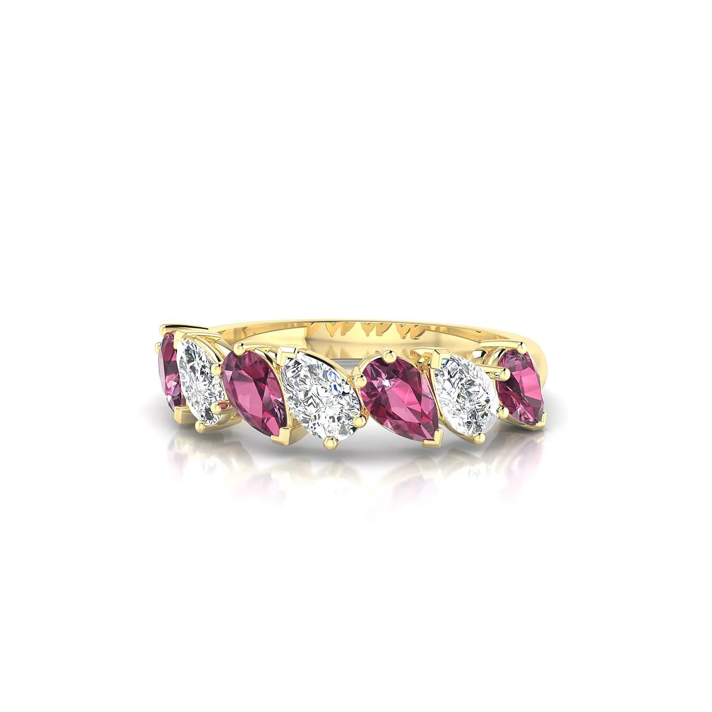Mist | 18k Yellow Gold 5 x 3 mm Pear Rhodolite & Diamond Ring