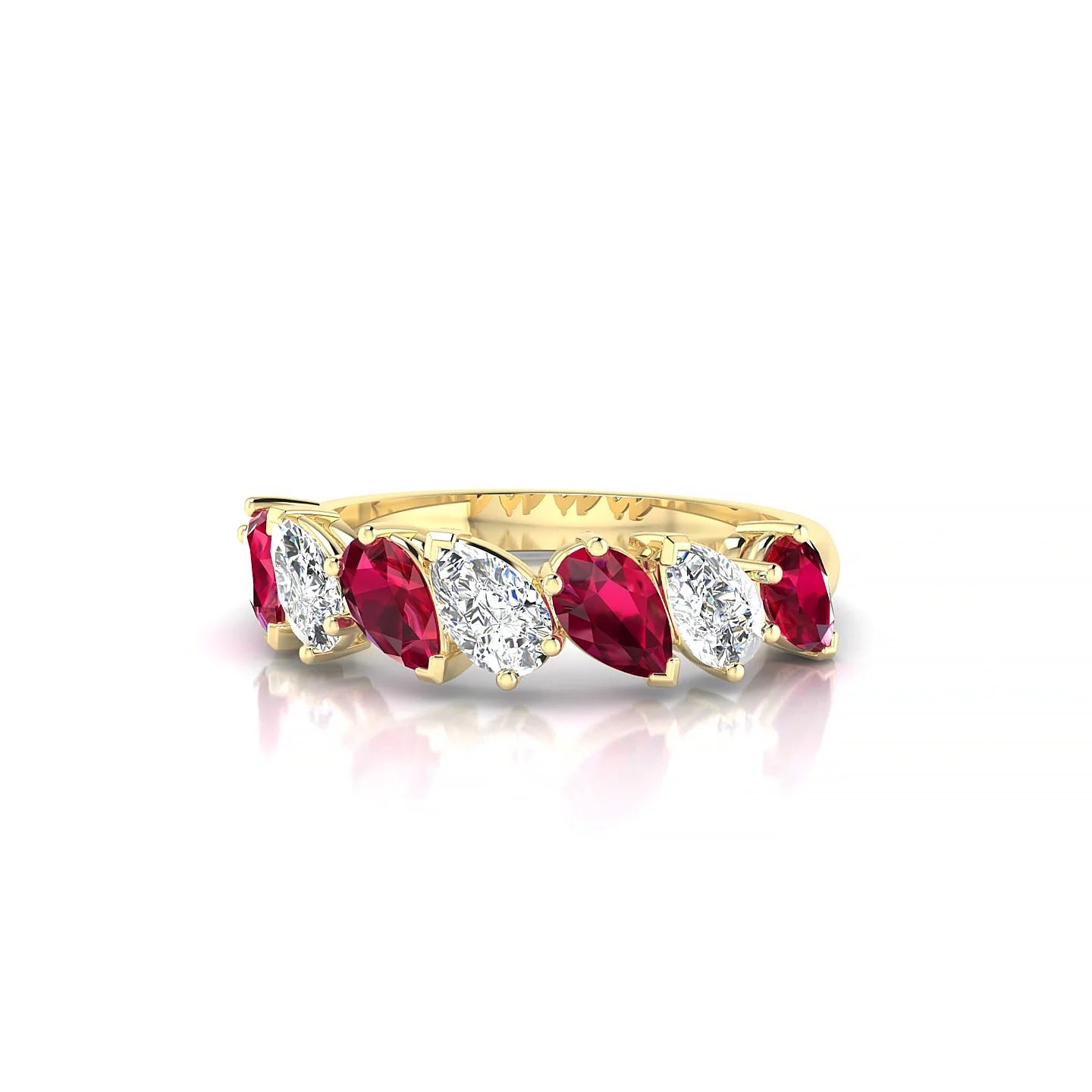 Mist | 18k Yellow Gold 5 x 3 mm Pear Ruby & Diamond Ring
