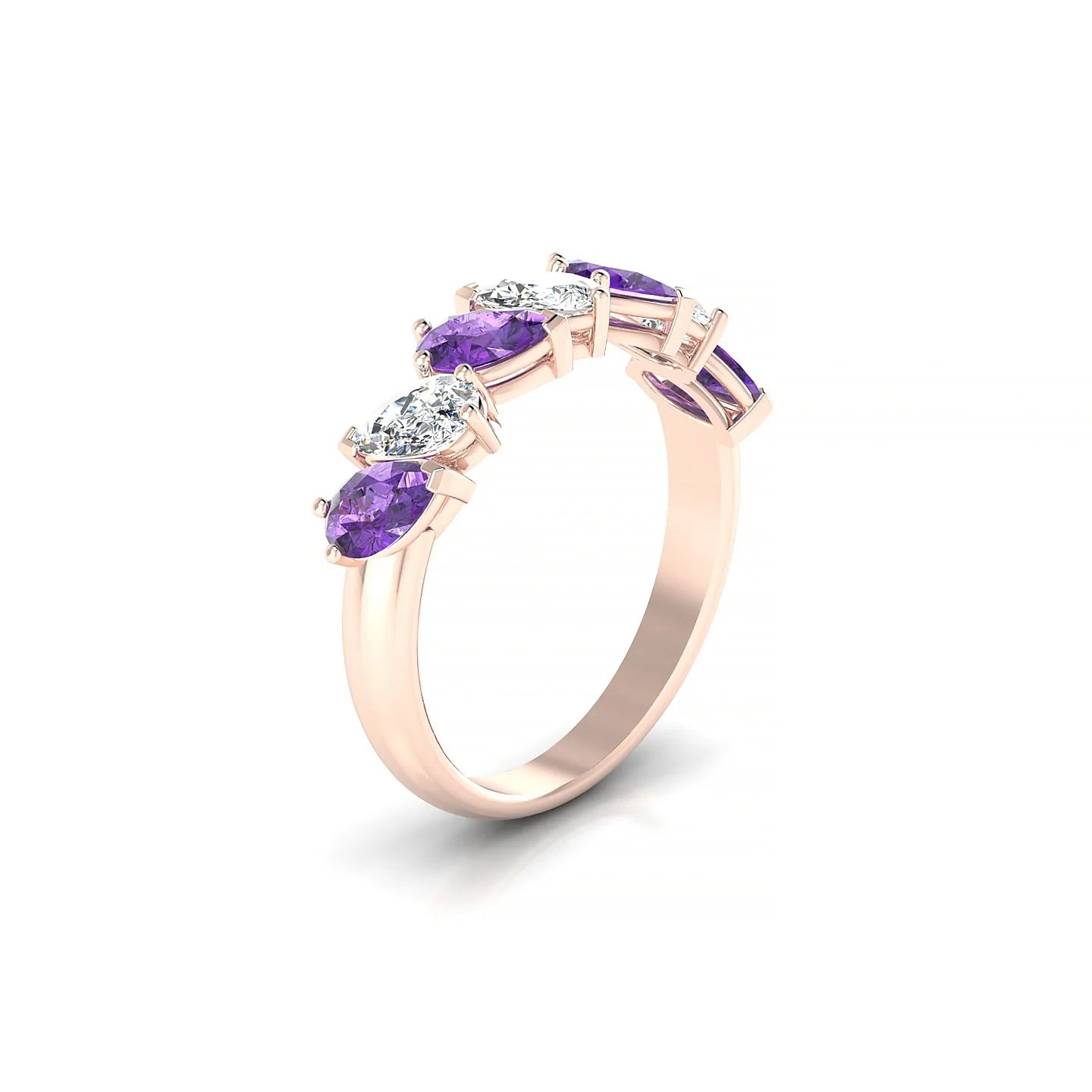 Mist | 18k Rose Gold 5 x 3 mm Pear Amethyst & Diamond Ring