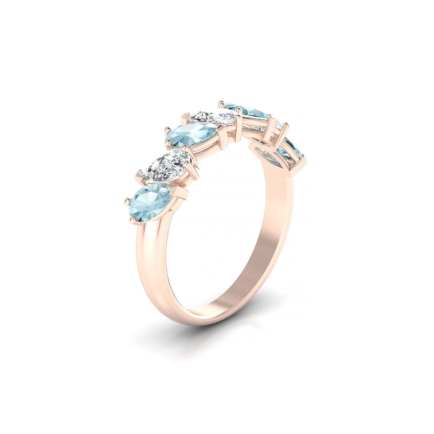 Mist | 18k Rose Gold 5 x 3 mm Pear Aquamarine & Diamond Ring