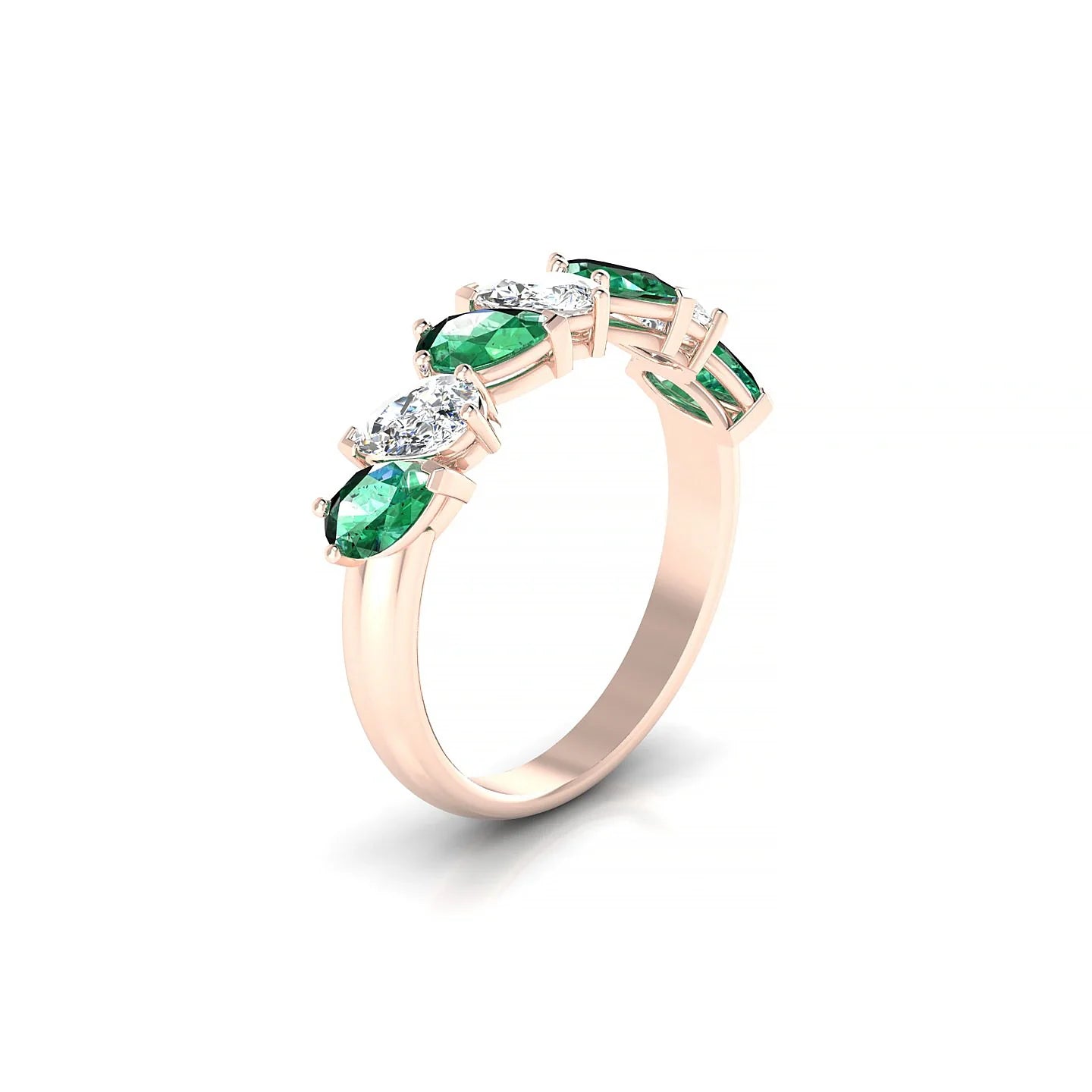 Mist | 18k Rose Gold 5 x 3 mm Pear Emerald & Diamond Ring