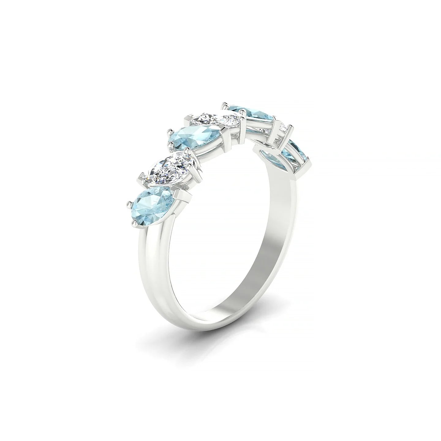 Mist | 18k White Gold 5 x 3 mm Pear Aquamarine & Diamond Ring