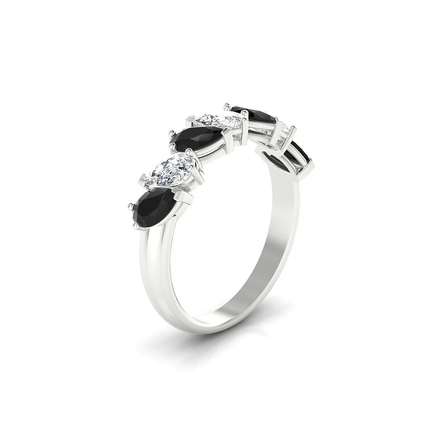 Mist | 18k White Gold 5 x 3 mm Pear Black Diamond & Diamond Ring