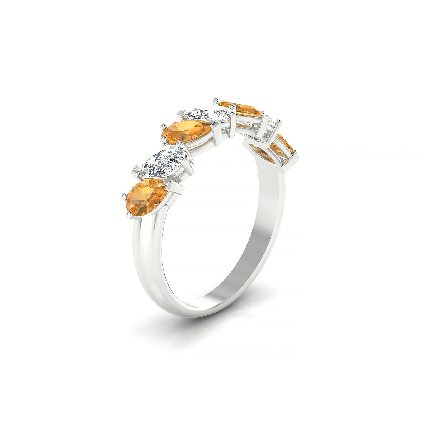 Mist | 18k White Gold 5 x 3 mm Pear Citrine & Diamond Ring
