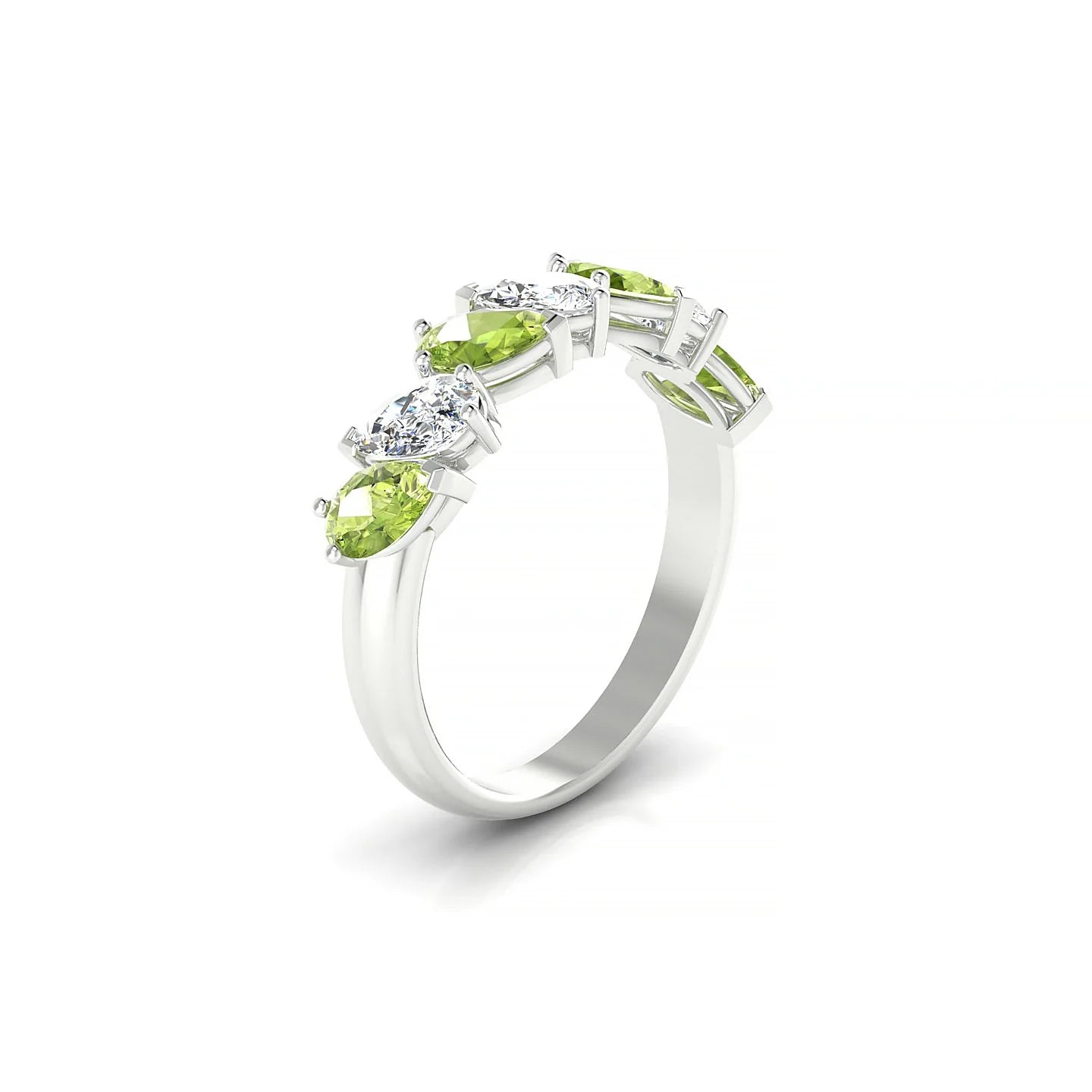 Mist | 18k White Gold 5 x 3 mm Pear Peridot & Diamond Ring